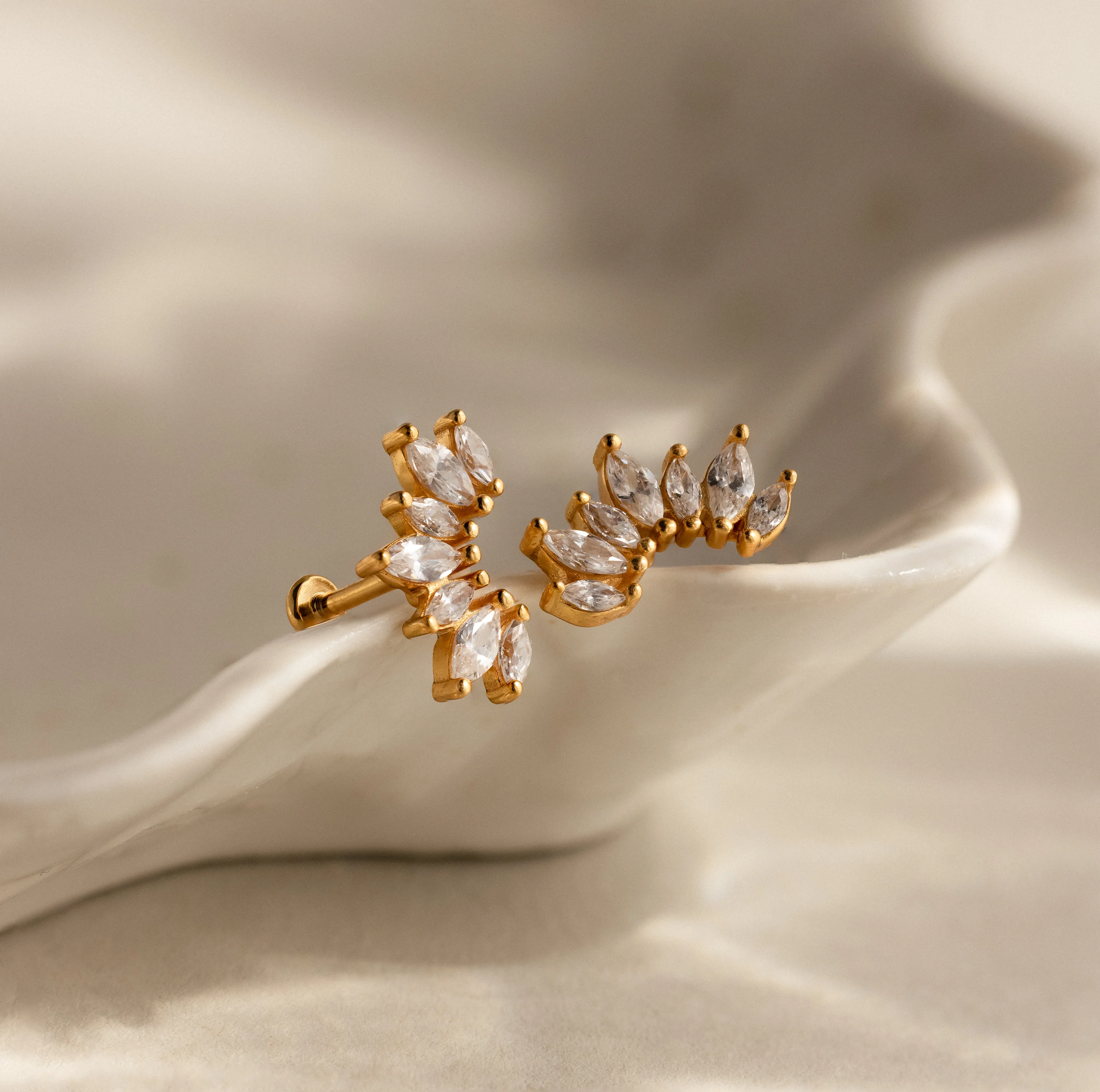 Marquise Diamond Flatback Climbers in 18K Gold - Image 5