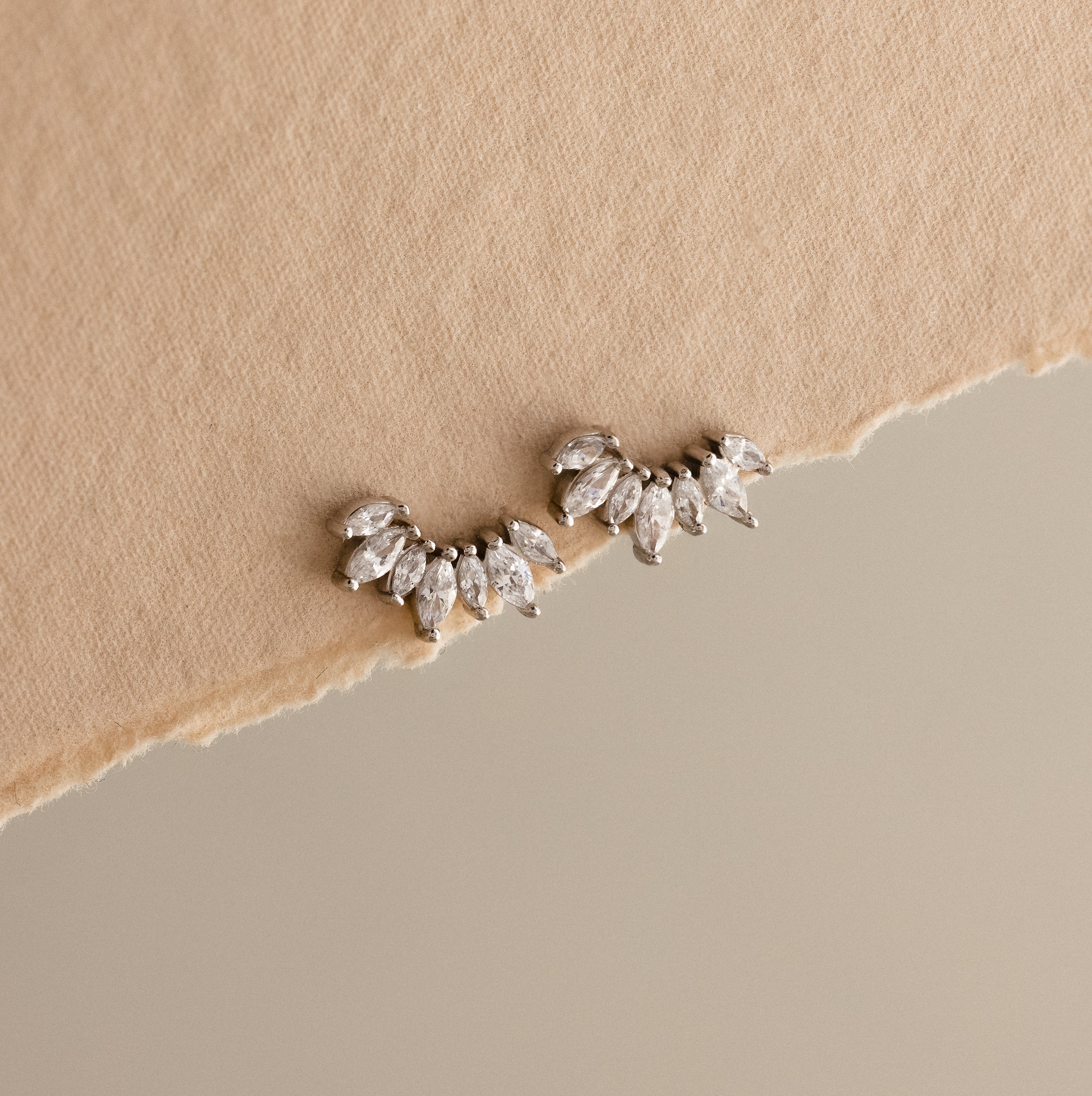Marquise Diamond Flatback Climbers in Silver - Image 3