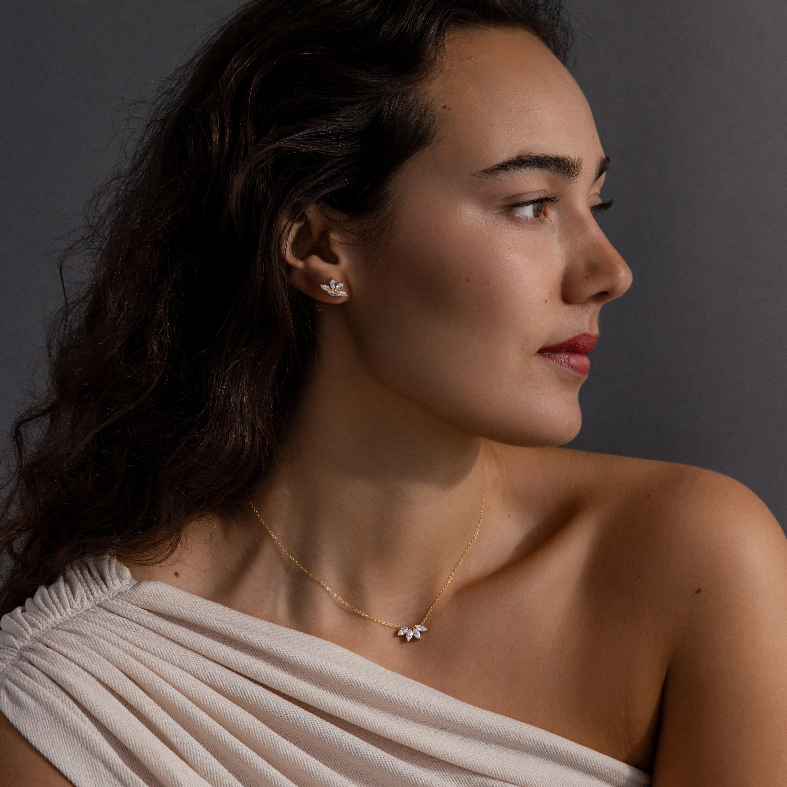 Marquise Diamond Necklace & Earrings Set - Image 2