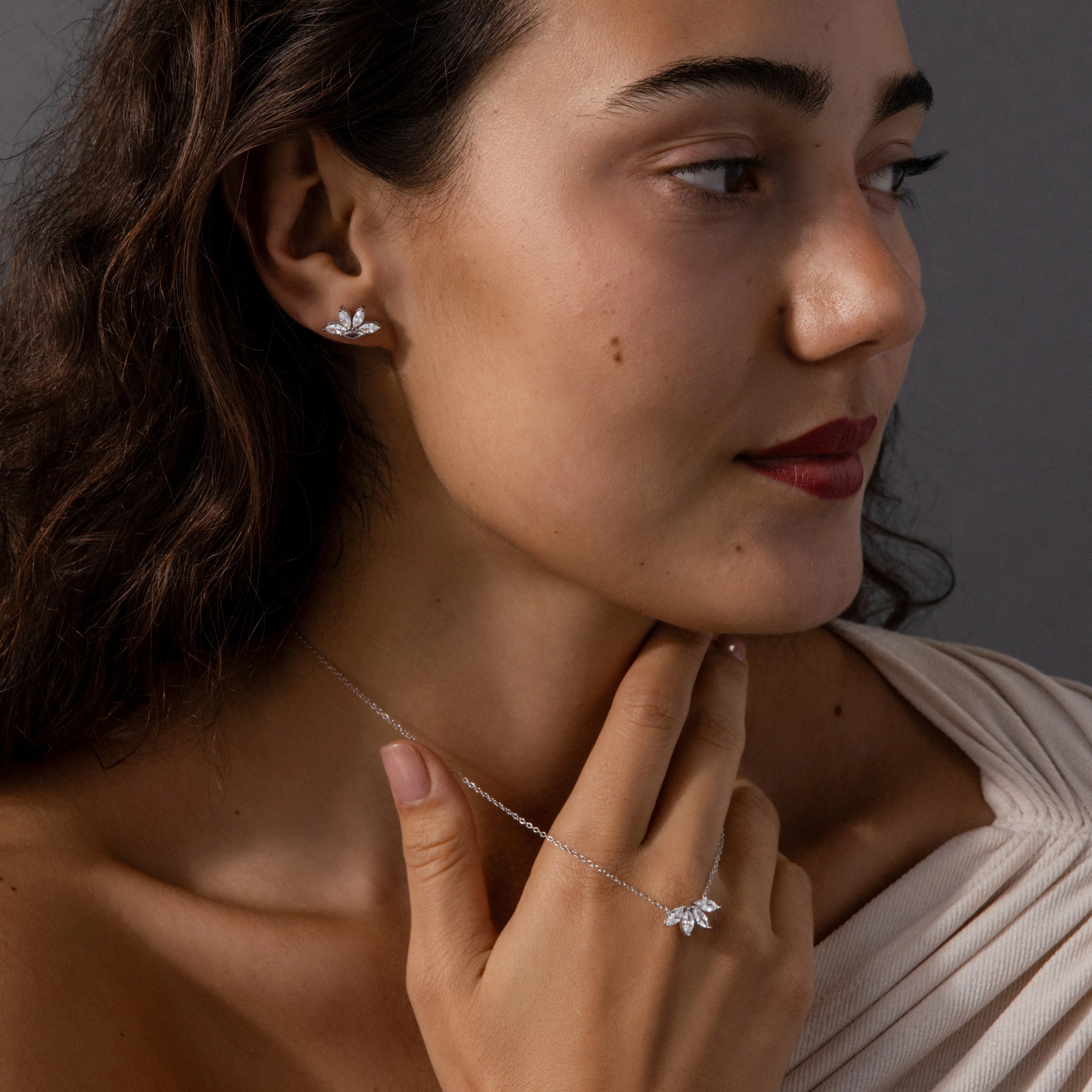 Marquise Diamond Necklace & Earrings Set - Image 4