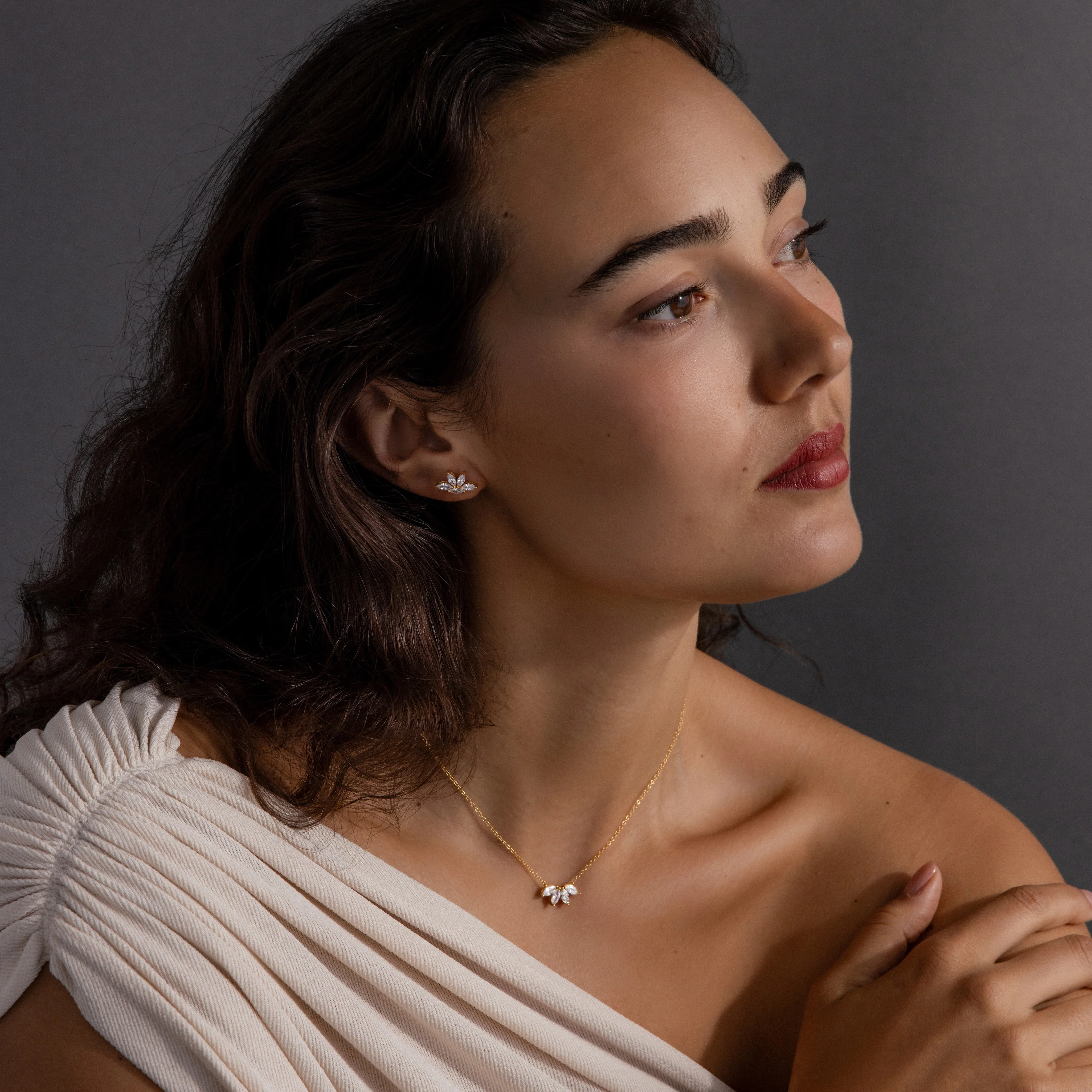 Marquise Diamond Necklace & Earrings Set - Image 6