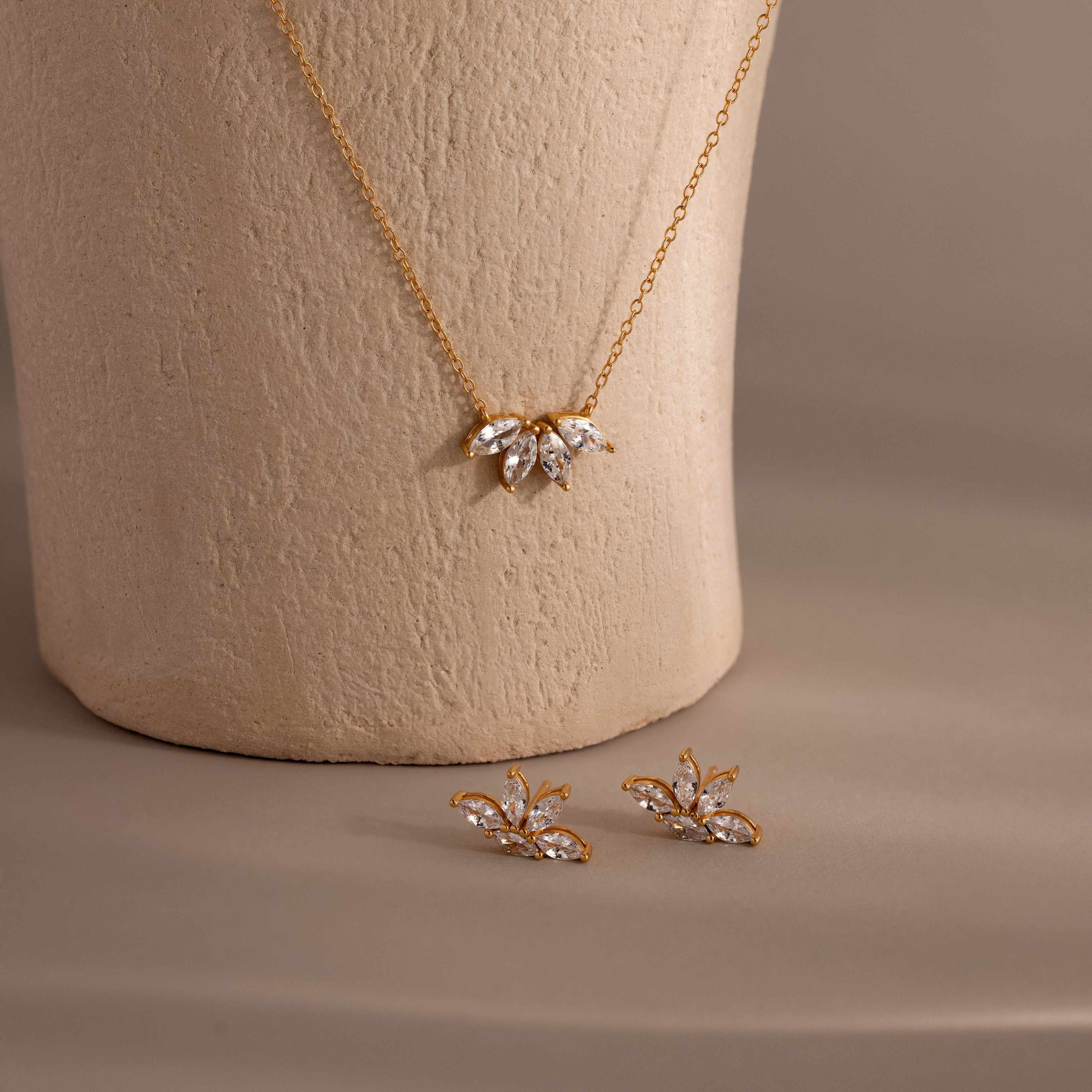 Marquise Diamond Necklace & Earrings Set - Image 7