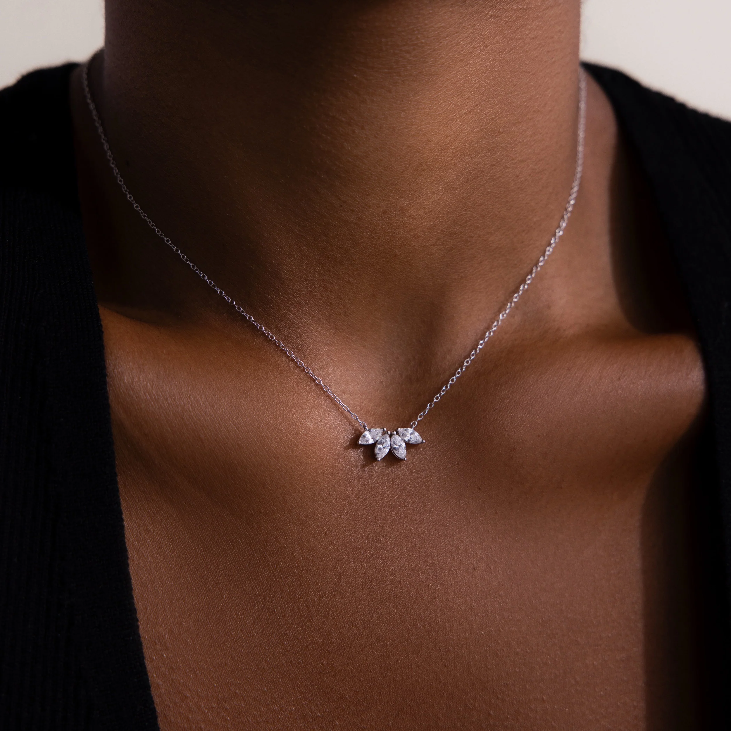 Marquise Diamond Necklace in Silver - Image 2