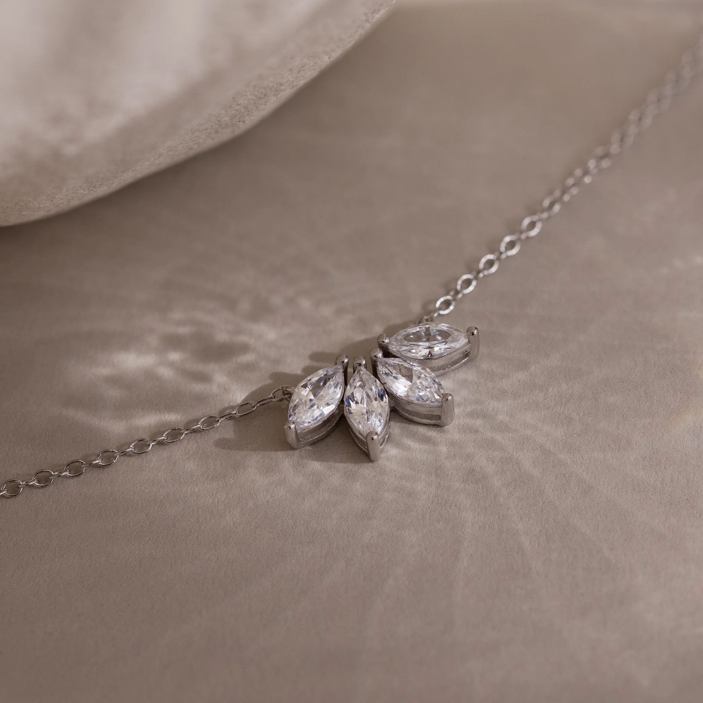 Marquise Diamond Necklace in Silver - Image 3