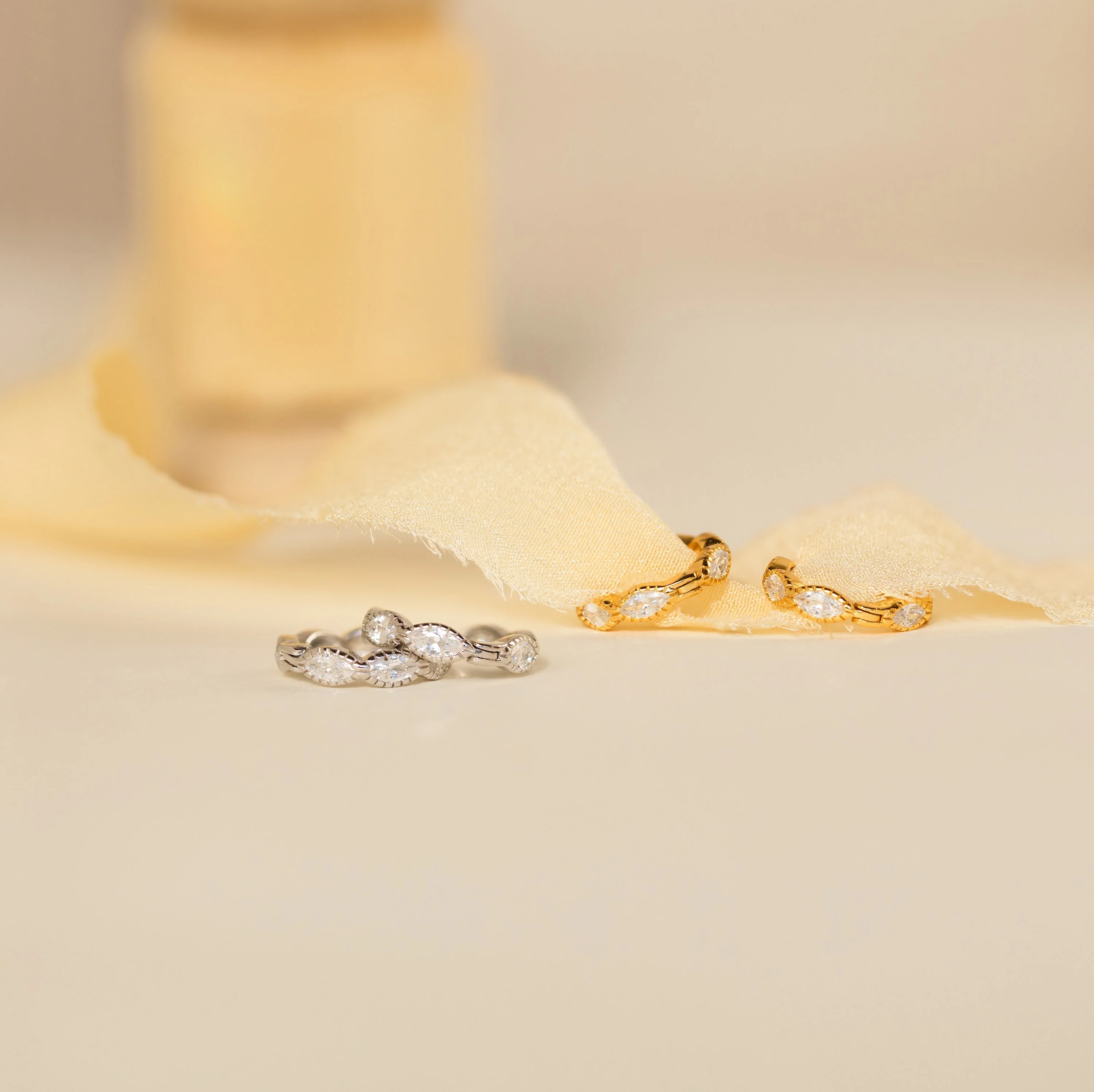 Marquise Inlay Huggies - Image 3
