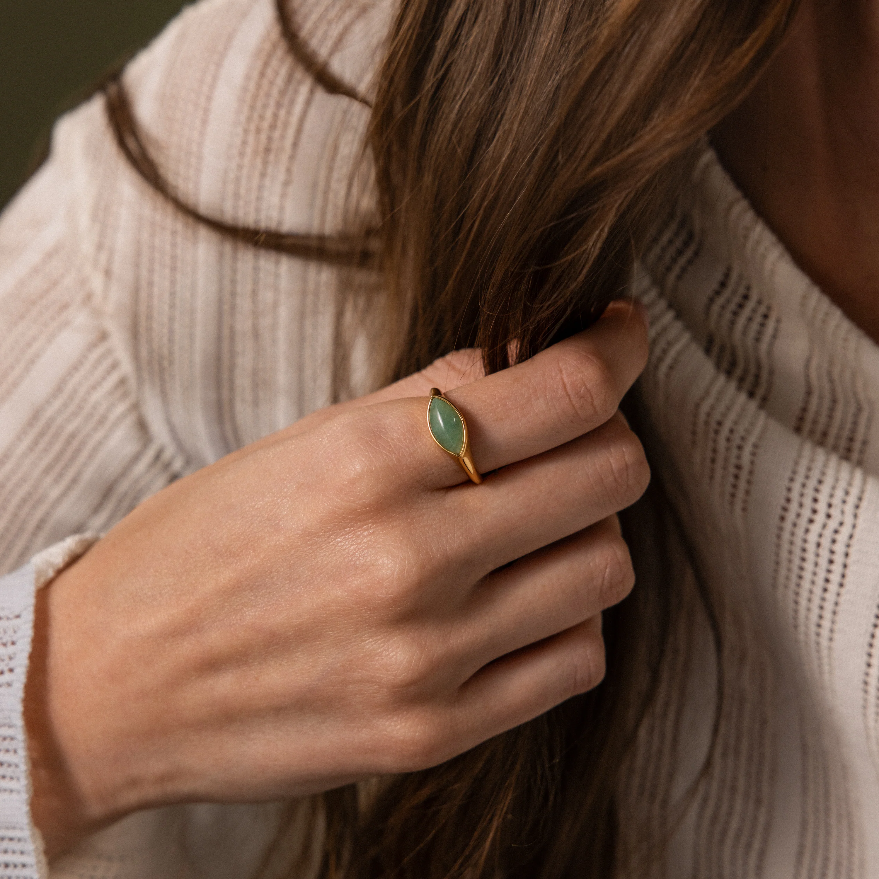 Marquise Jade Signet Ring - Image 2