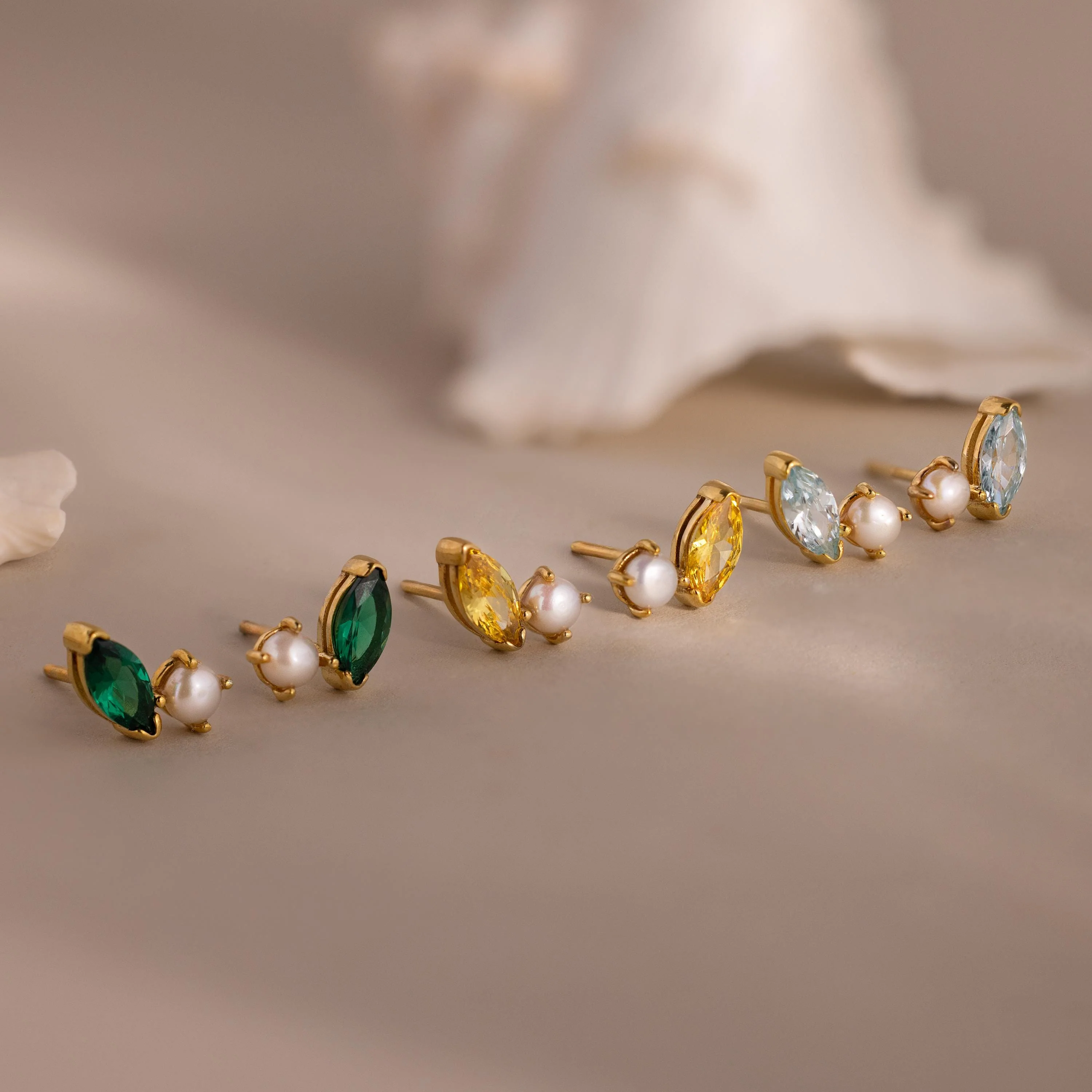 Marquise Amethyst & Pearl Studs - Image 3
