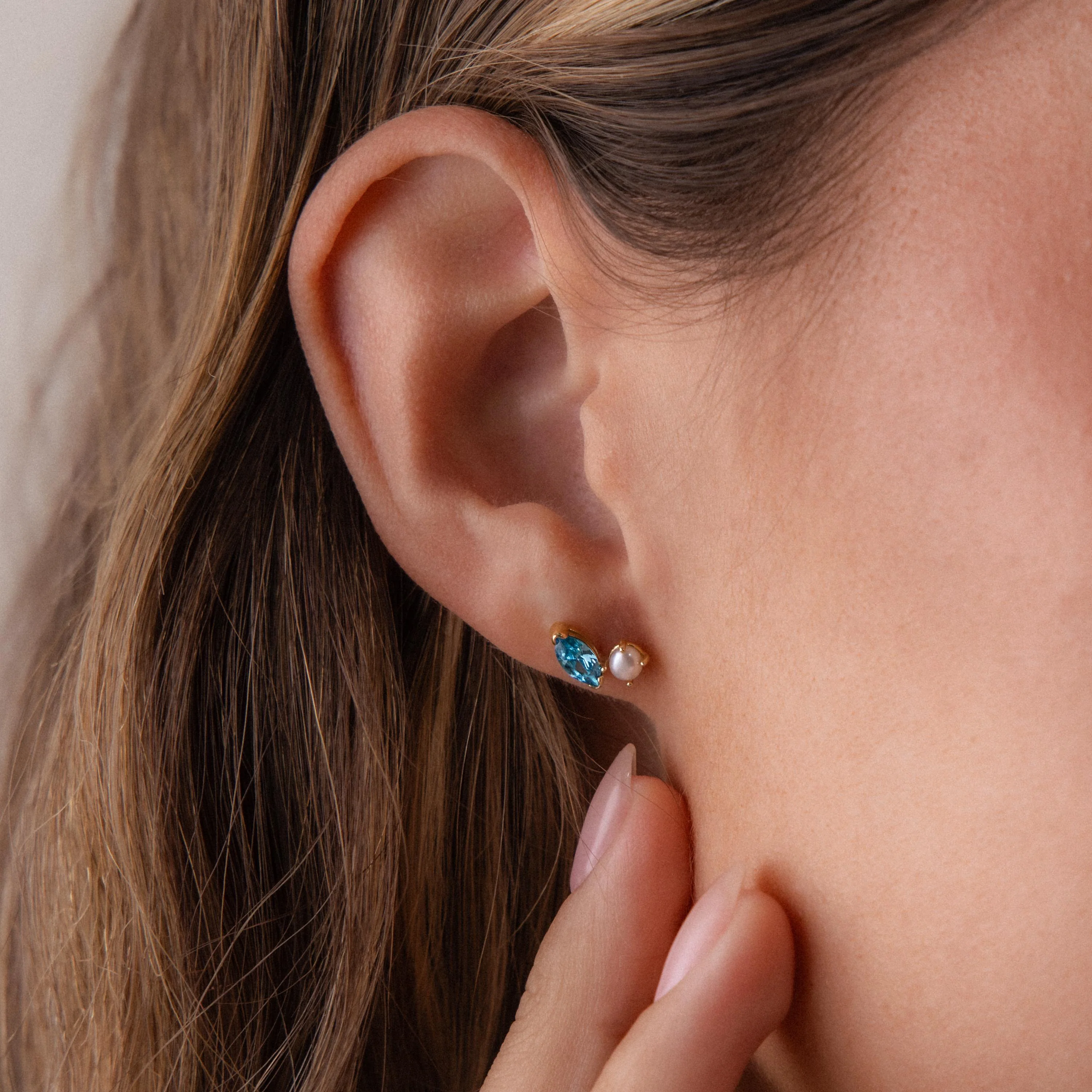 Marquise Alexandrite & Pearl Studs - Image 2