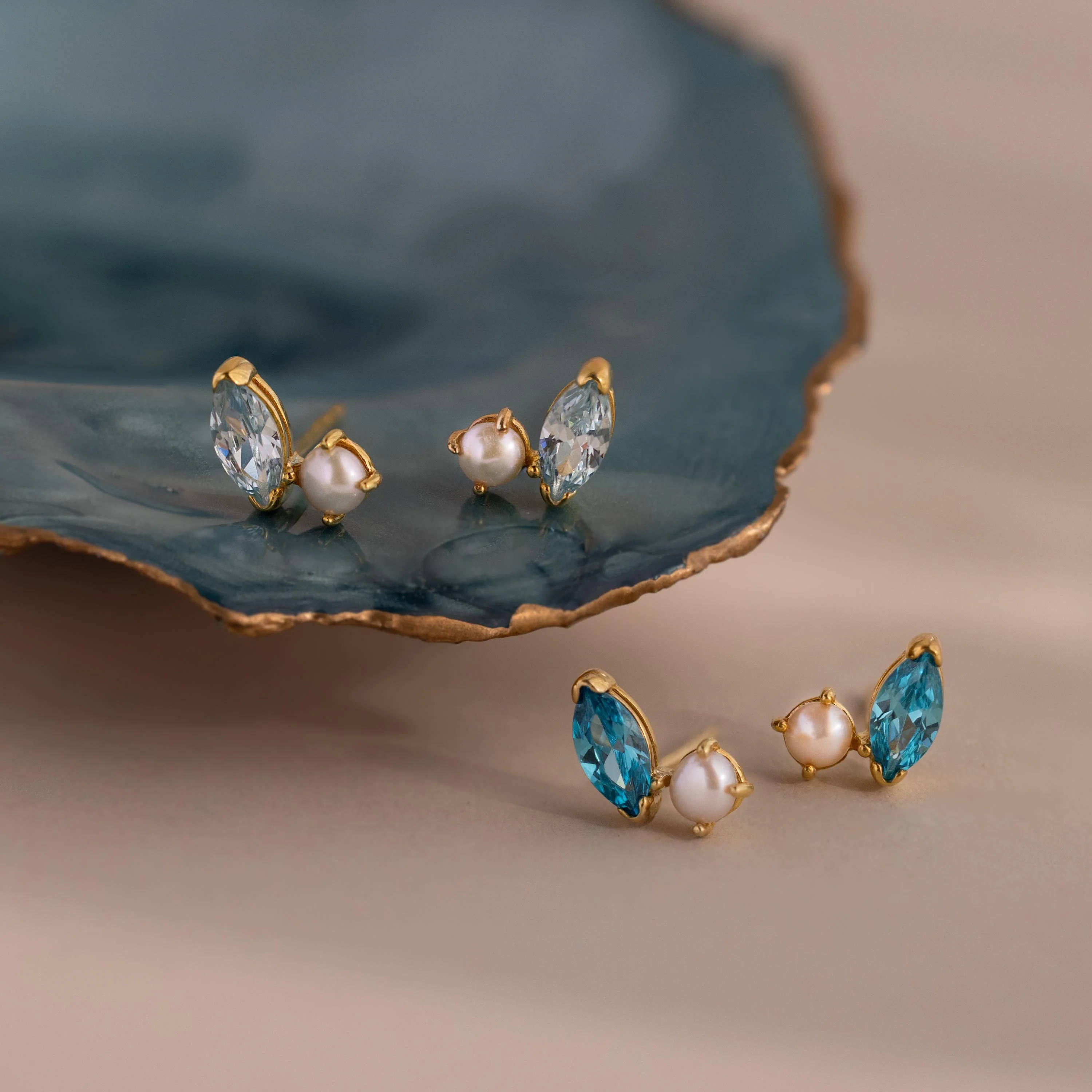 Marquise Opal & Pearl Studs - Image 3