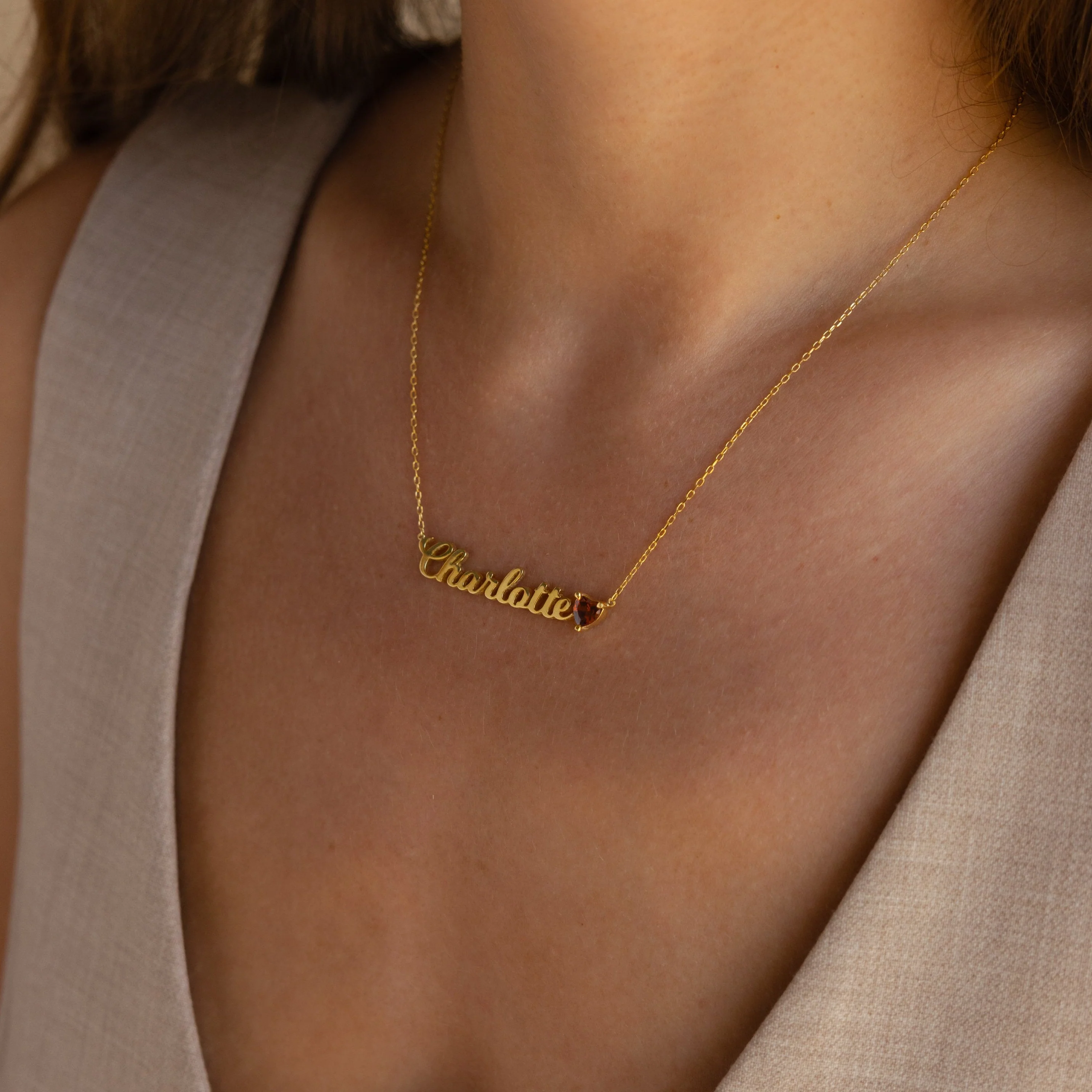 Mellow Name Heart Birthstone Necklace - Image 2