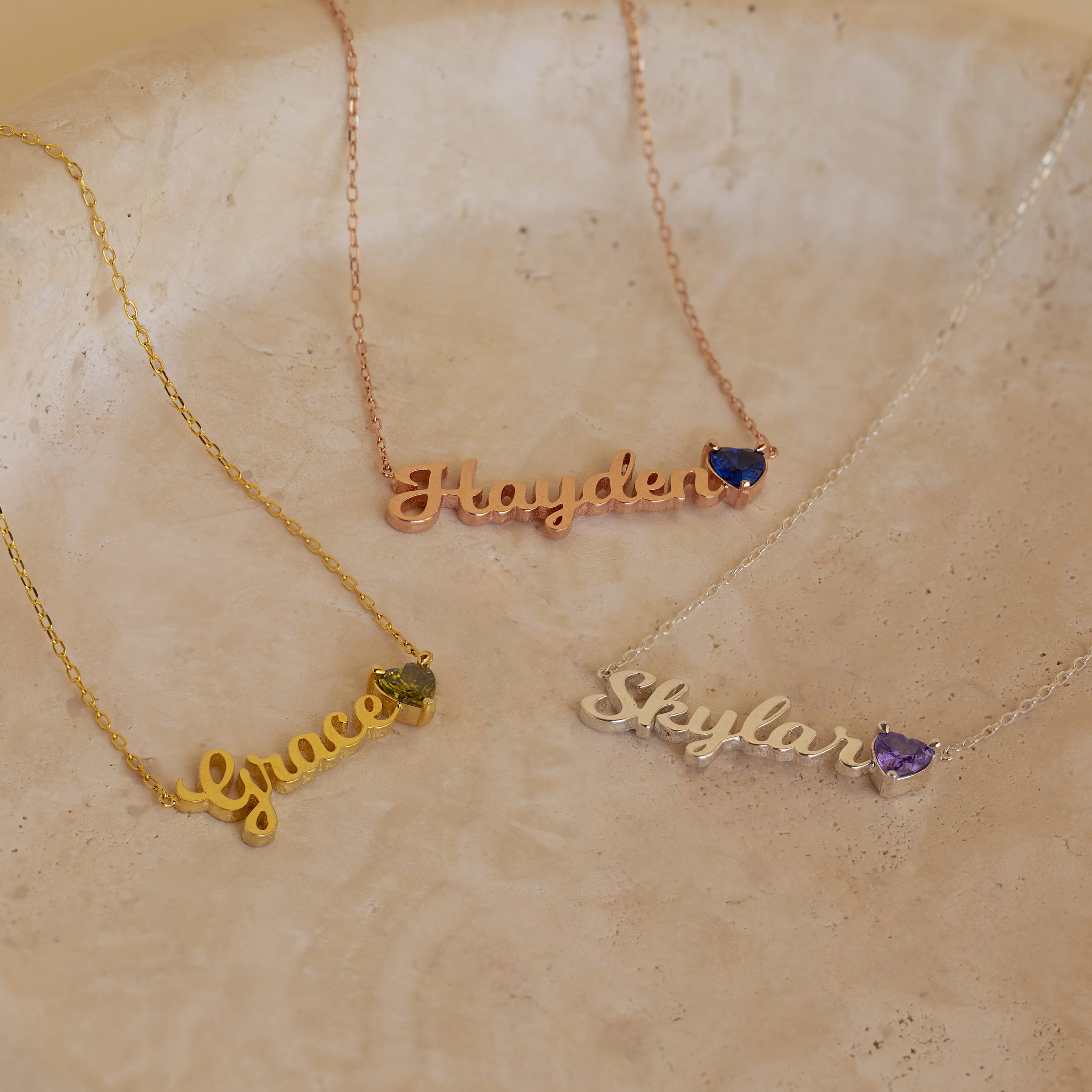 Mellow Name Heart Birthstone Necklace - Image 7