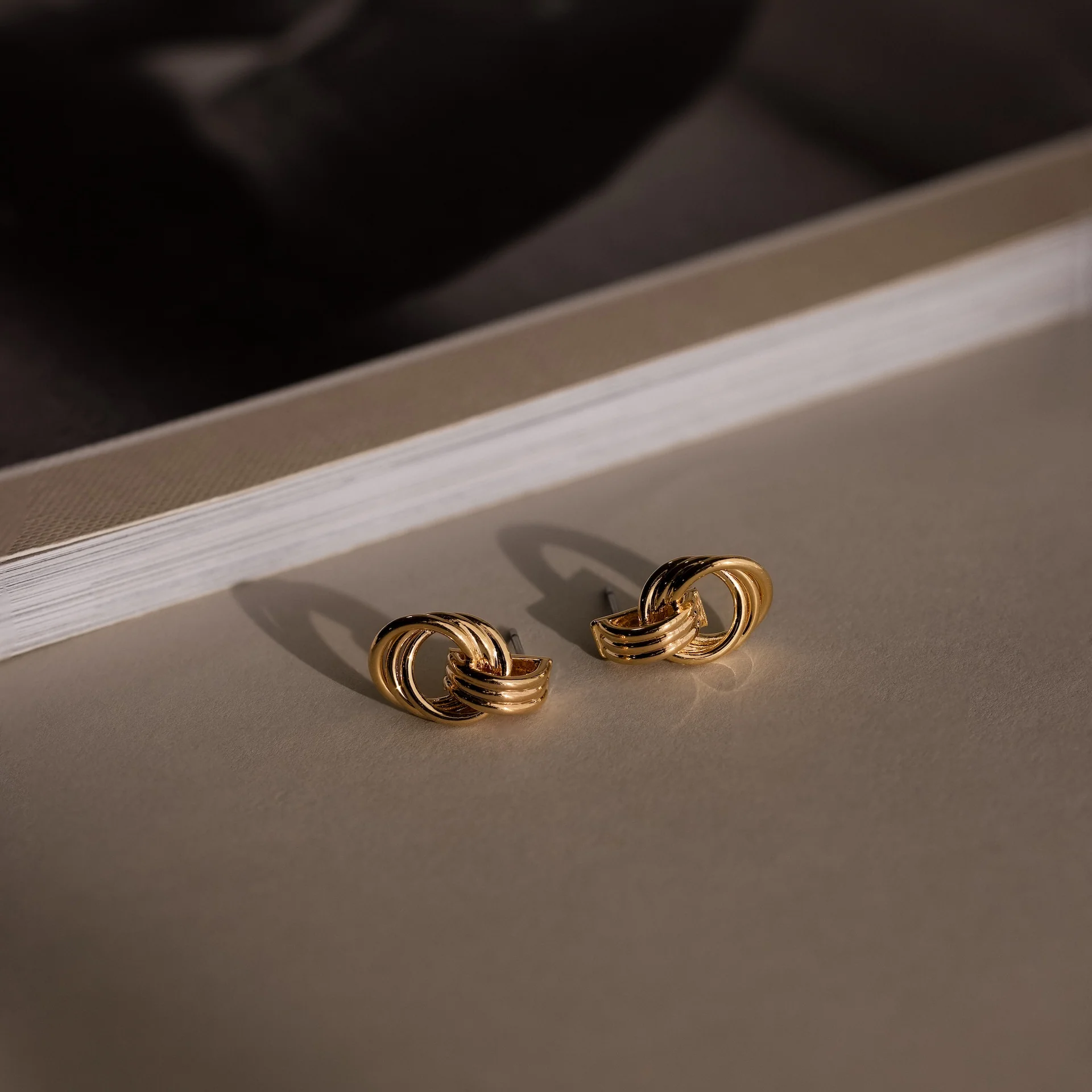 Micro Triple Knot Earrings in 18K Gold - Image 6