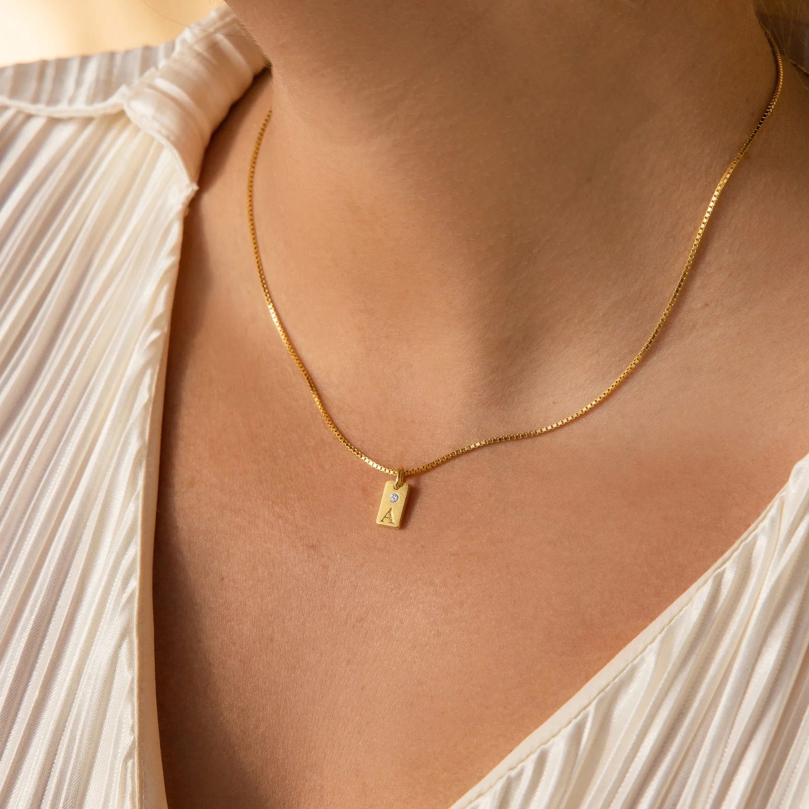 Mini Birthstone Tag Necklace - Image 2