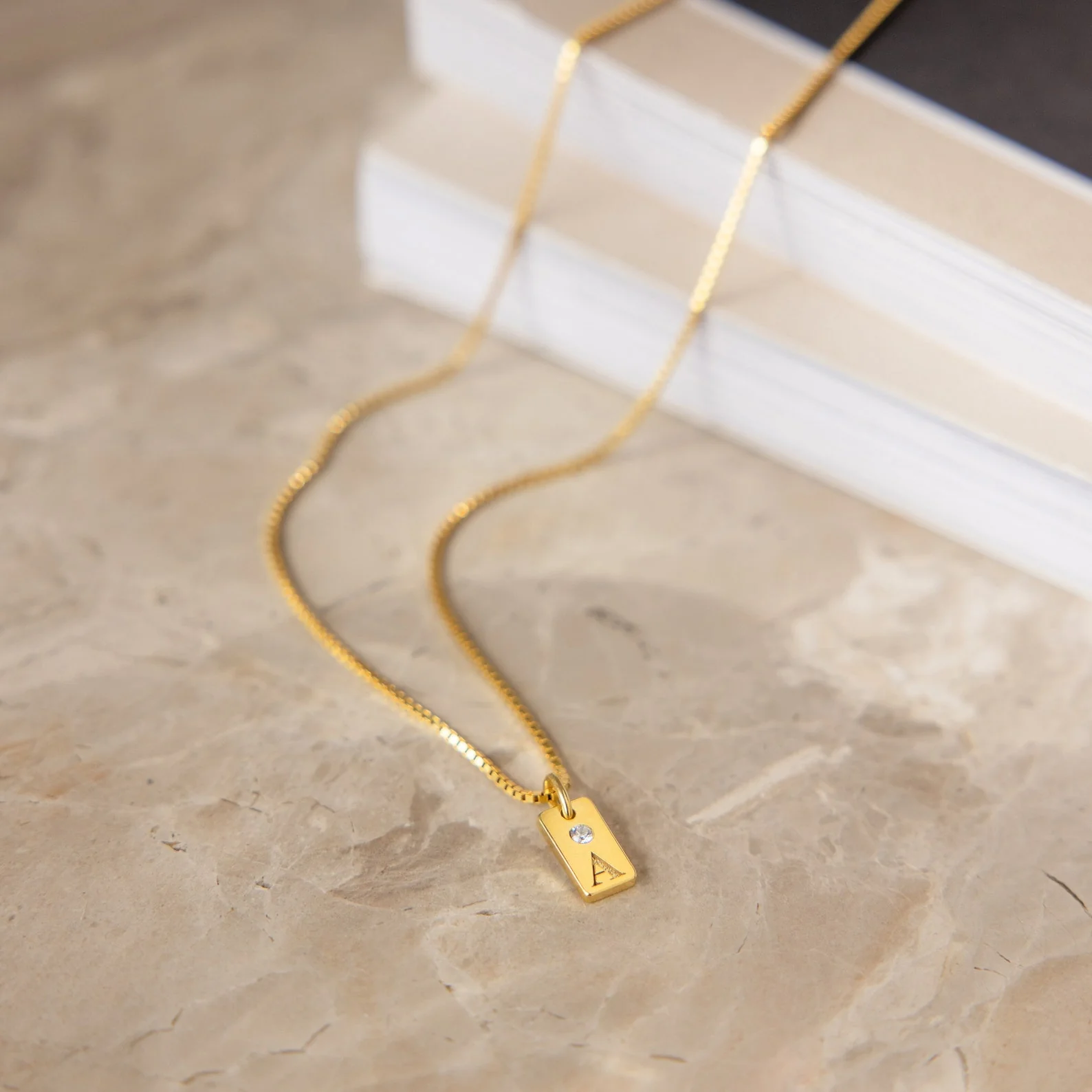 Mini Birthstone Tag Necklace - Image 3