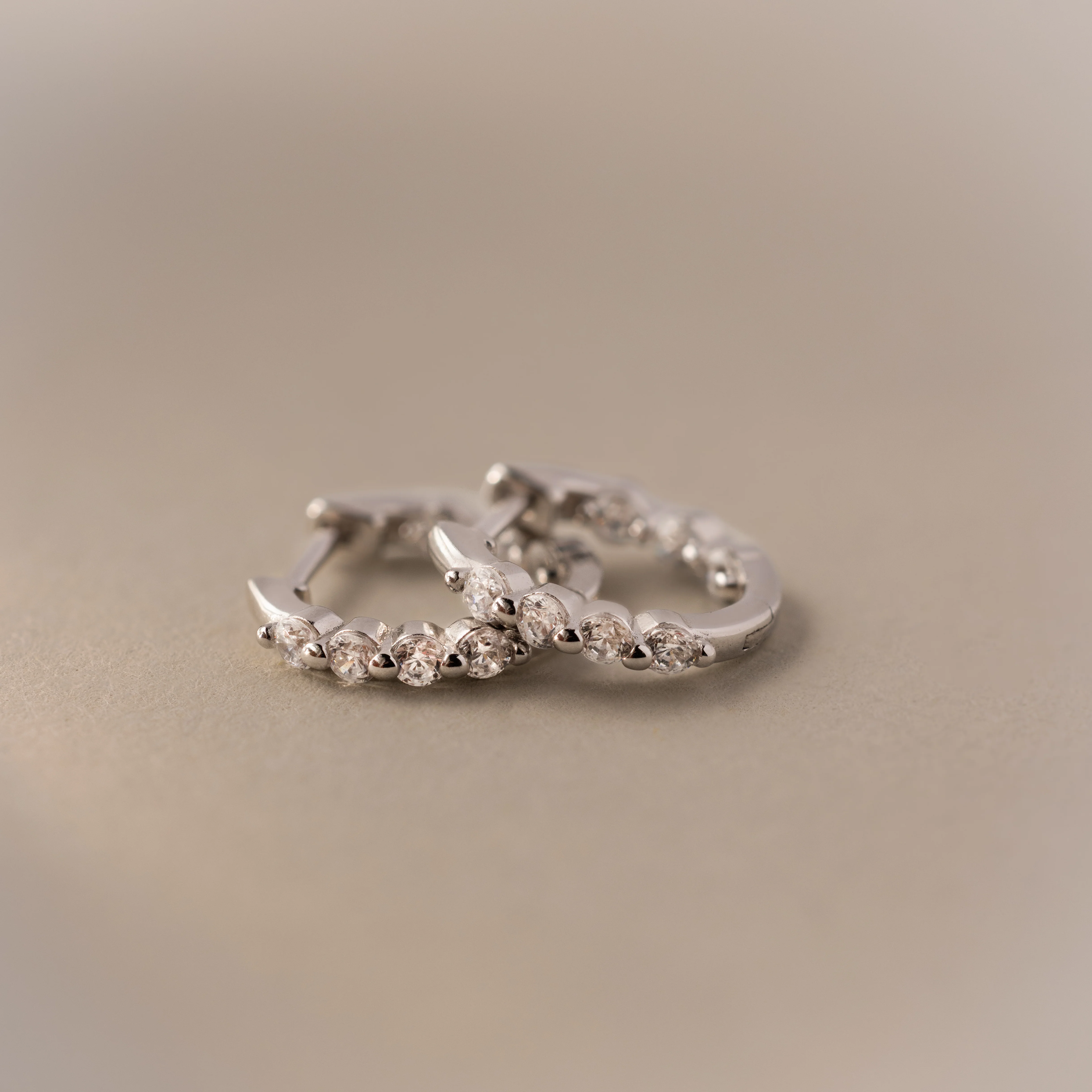 Mini Diamond Beaded Huggies - Image 3