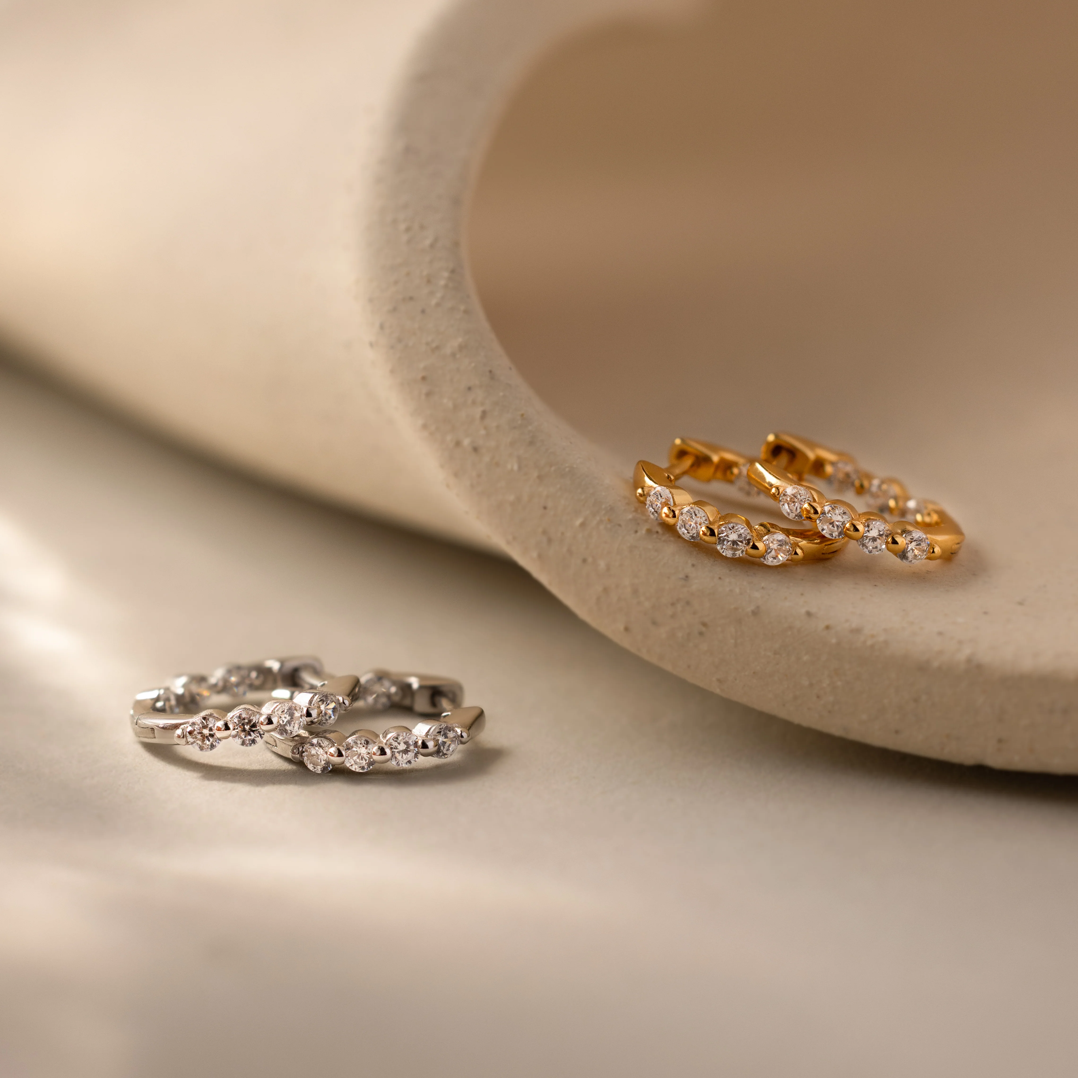 Mini Diamond Beaded Huggies - Image 5