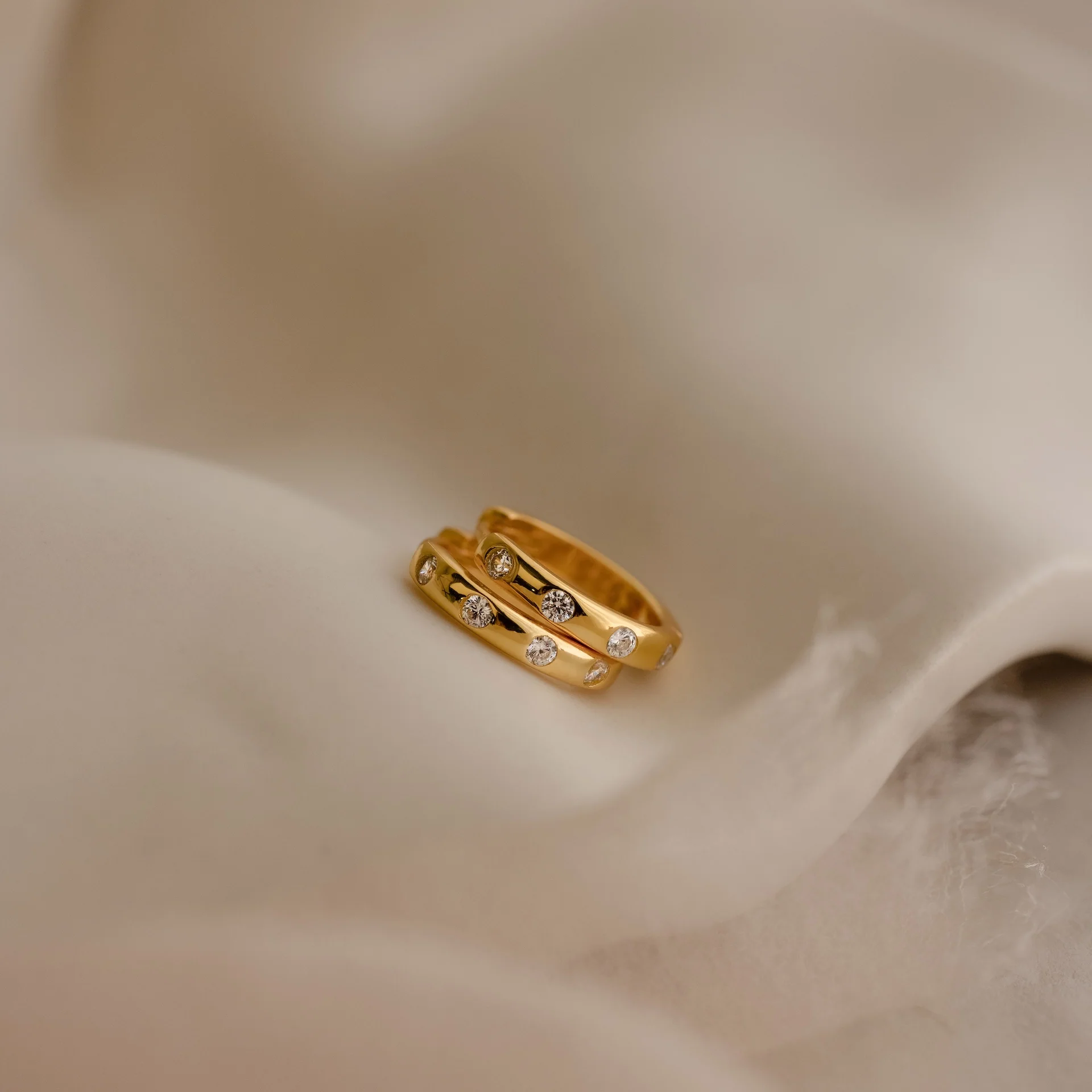 Mini Diamond Sprinkle Huggies in 18K Gold - Image 5