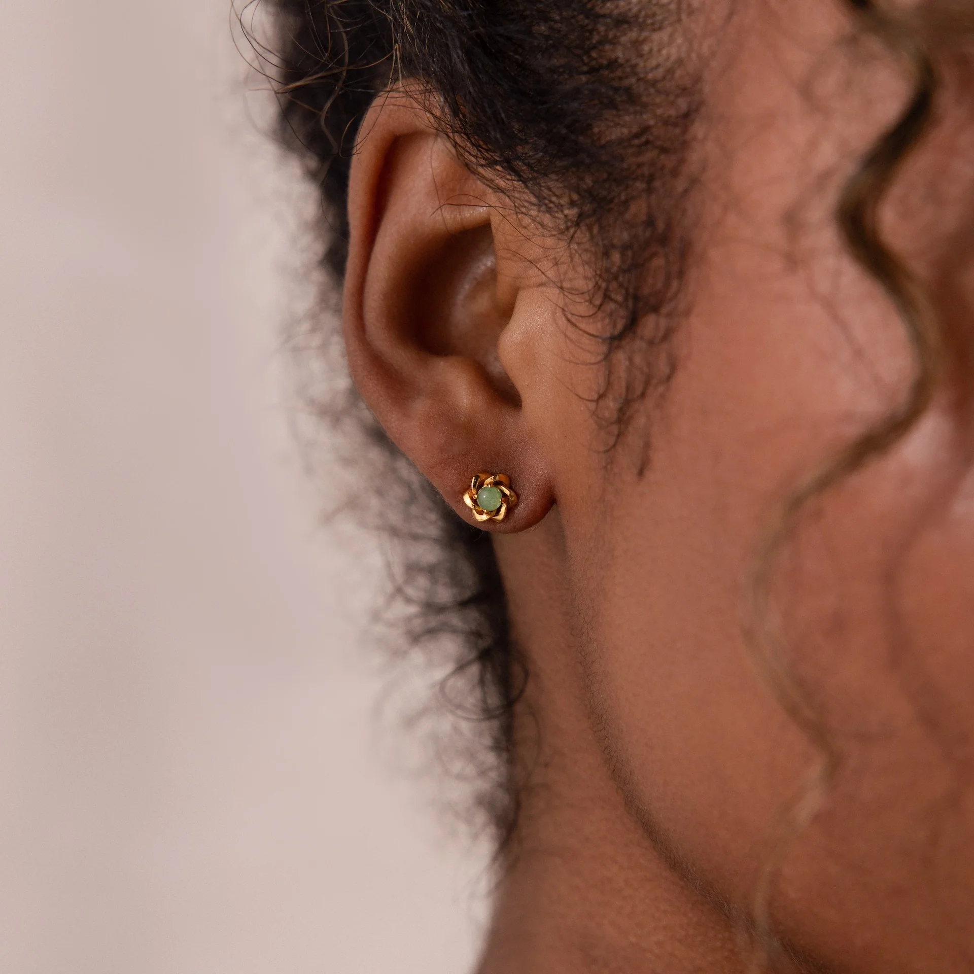 Mini Jade Flower Studs - Image 2