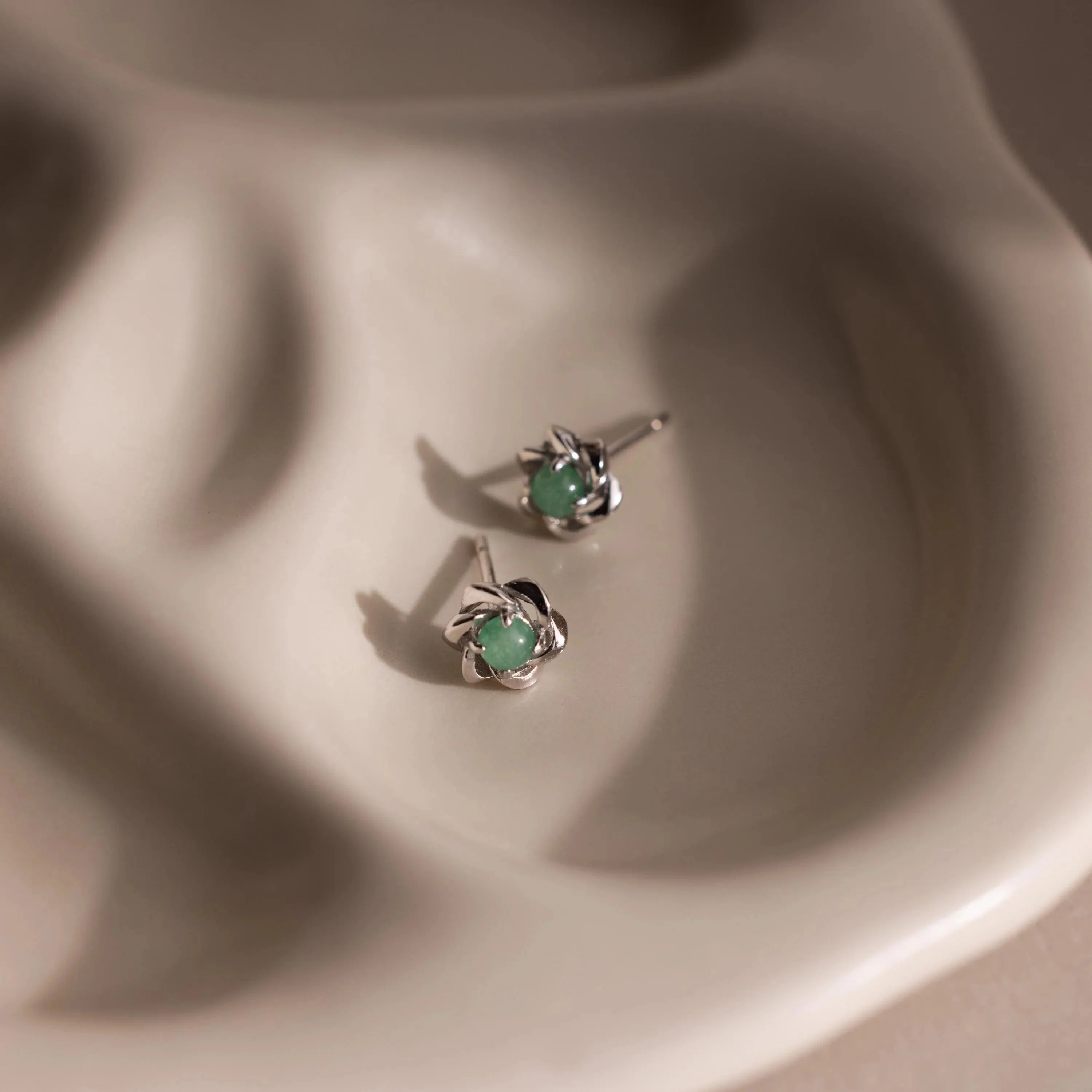 Mini Jade Flower Studs - Image 3