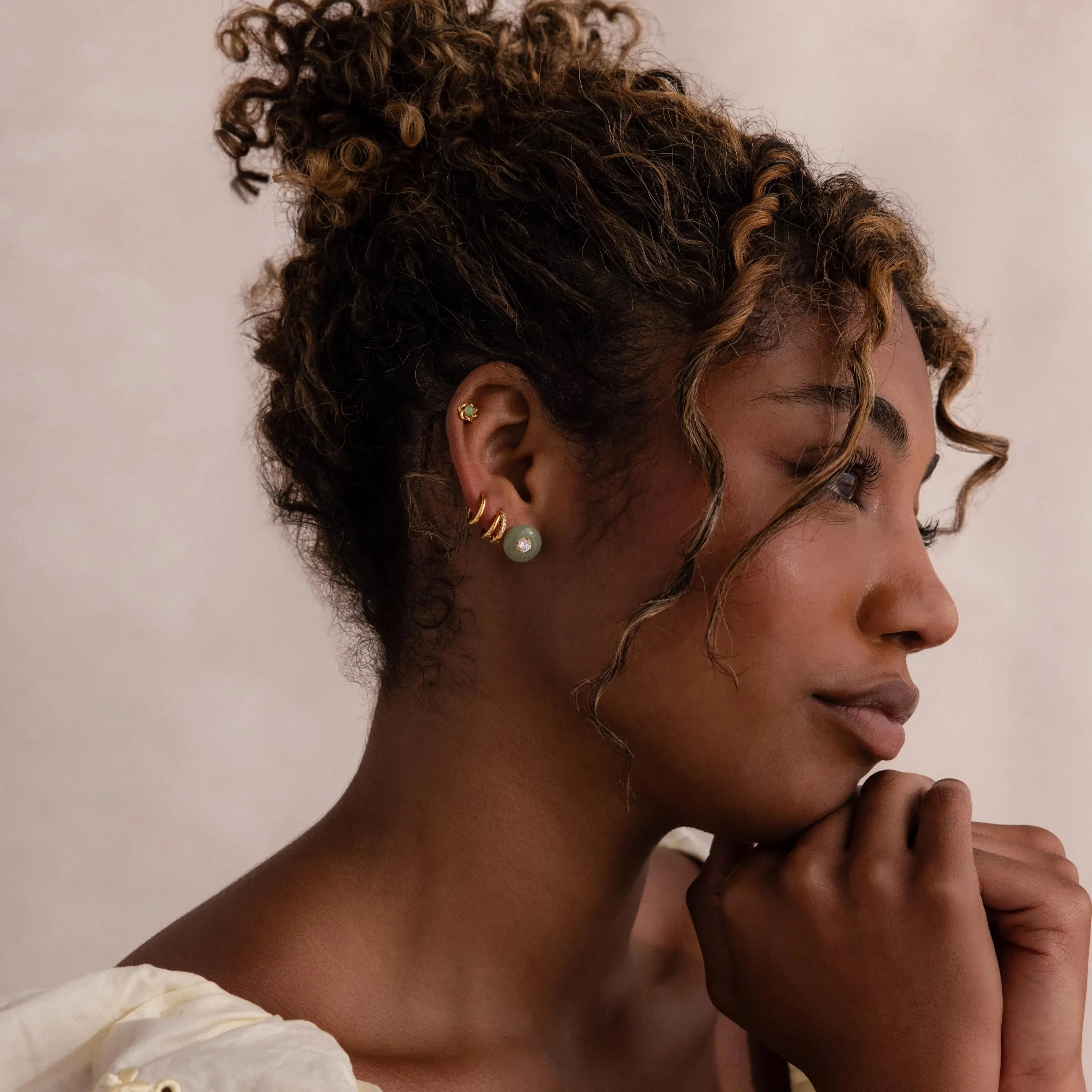 Mini Jade Flower Studs - Image 8