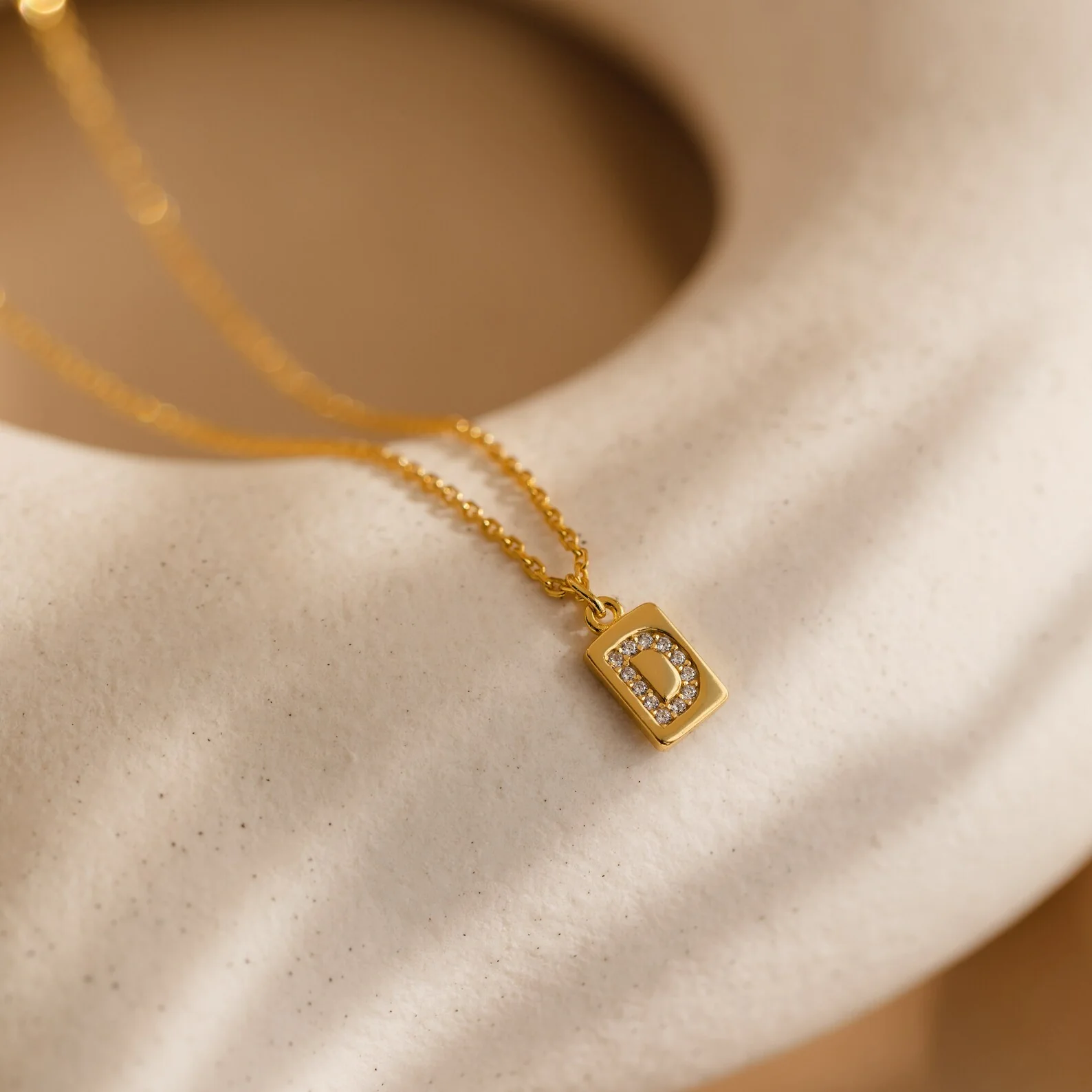 Mini Pave Initial Tag Necklace - Image 3