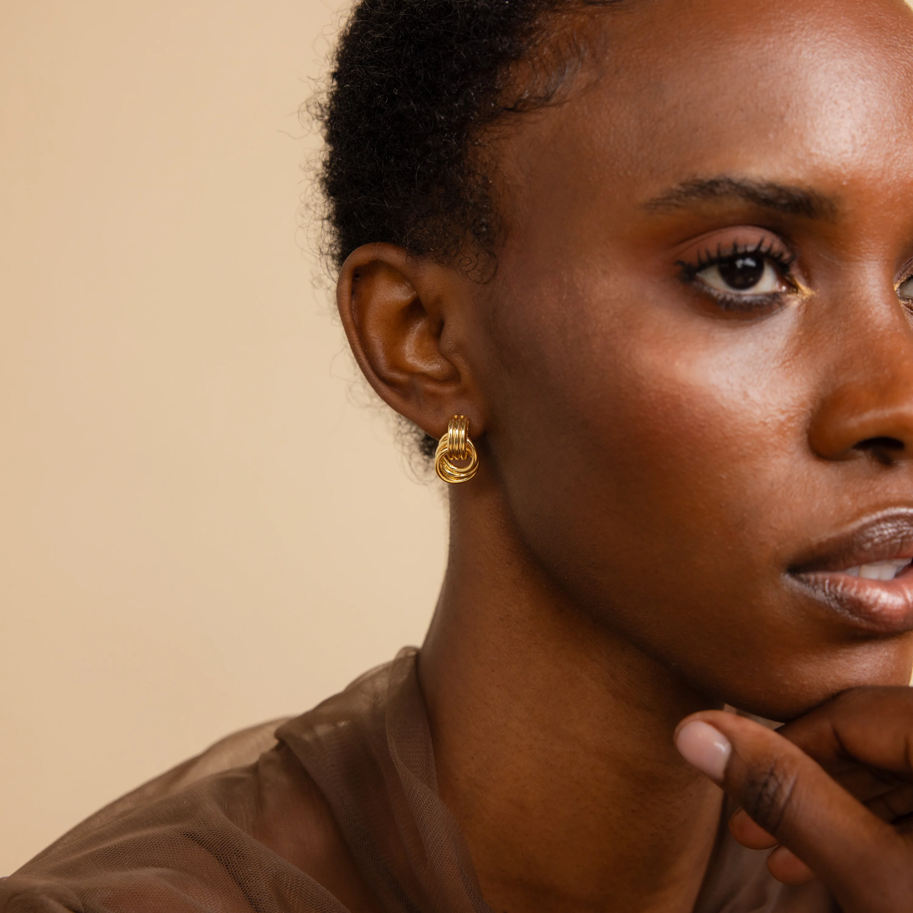 Mini Triple Knot Earrings in 18K Gold - Image 5