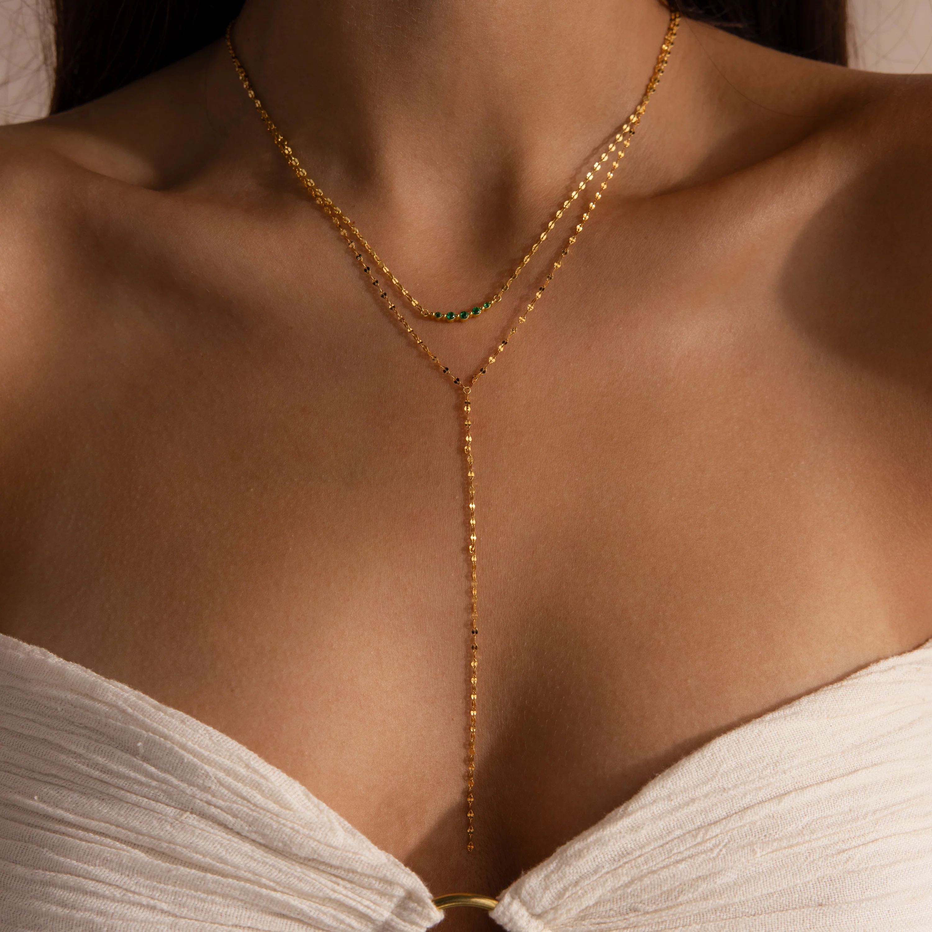 Mirror Chain Lariat Necklace in 18K Gold - Image 5