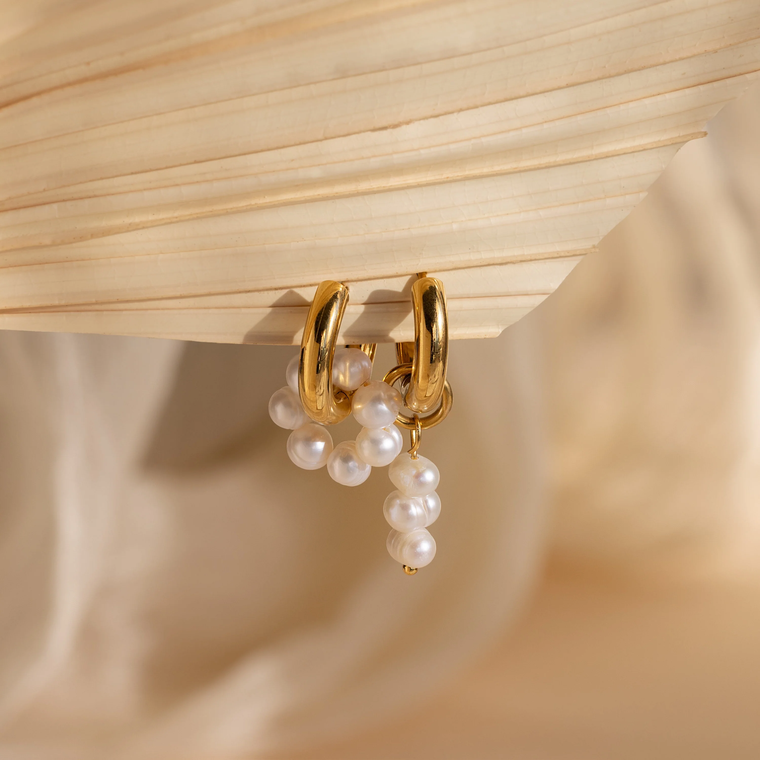 Mismatched Pearl Drop Hoops - Image 2