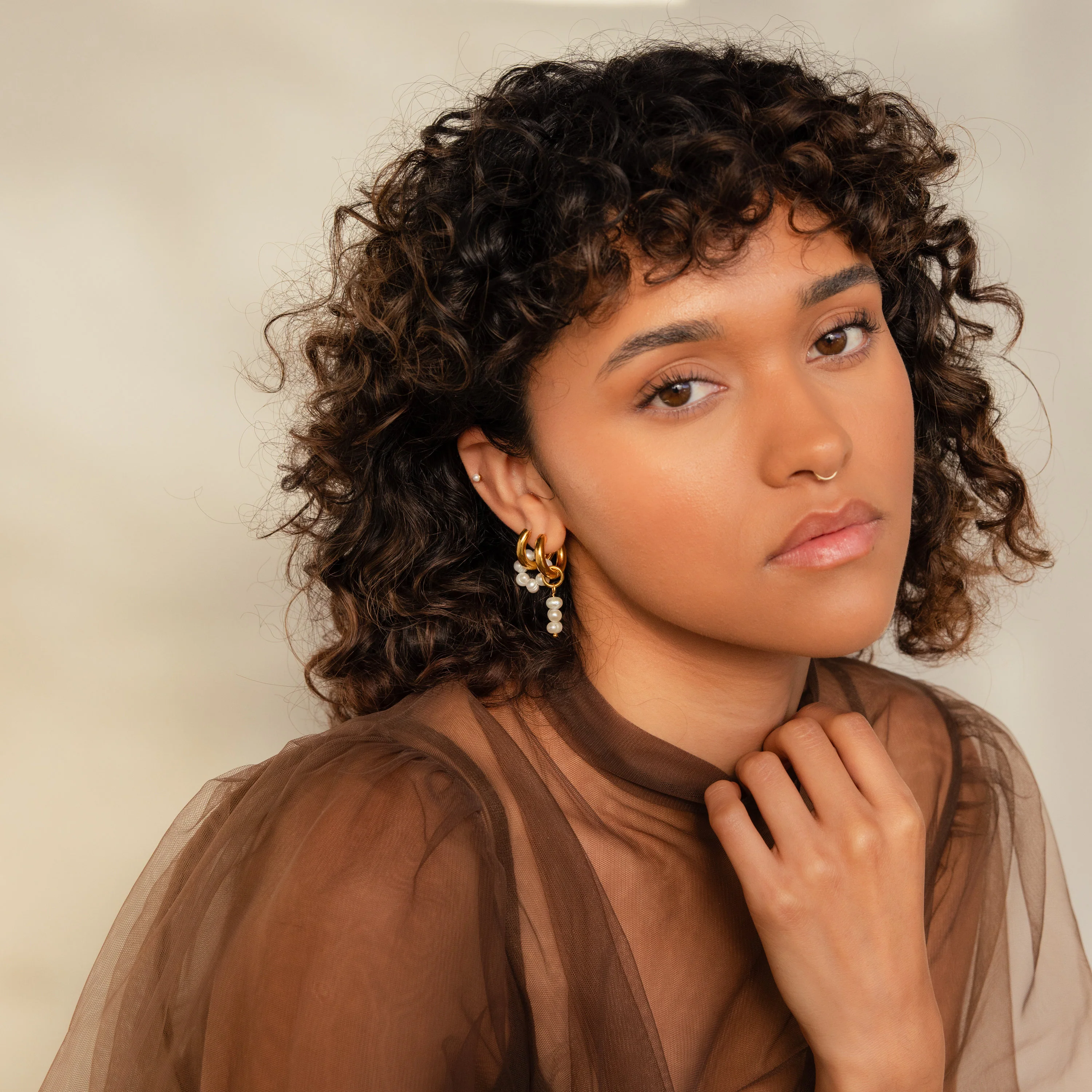 Mismatched Pearl Drop Hoops - Image 6