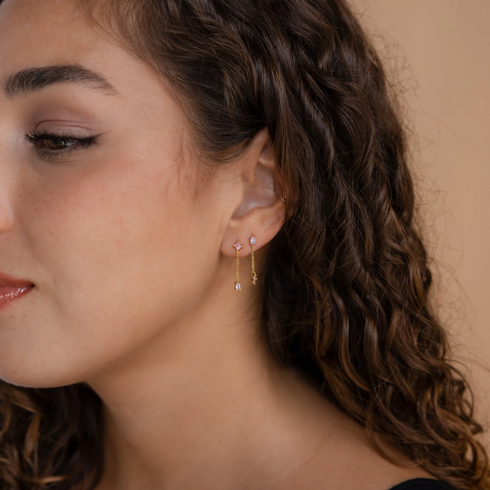 Mixed Crystal Drop Earrings - Image 4