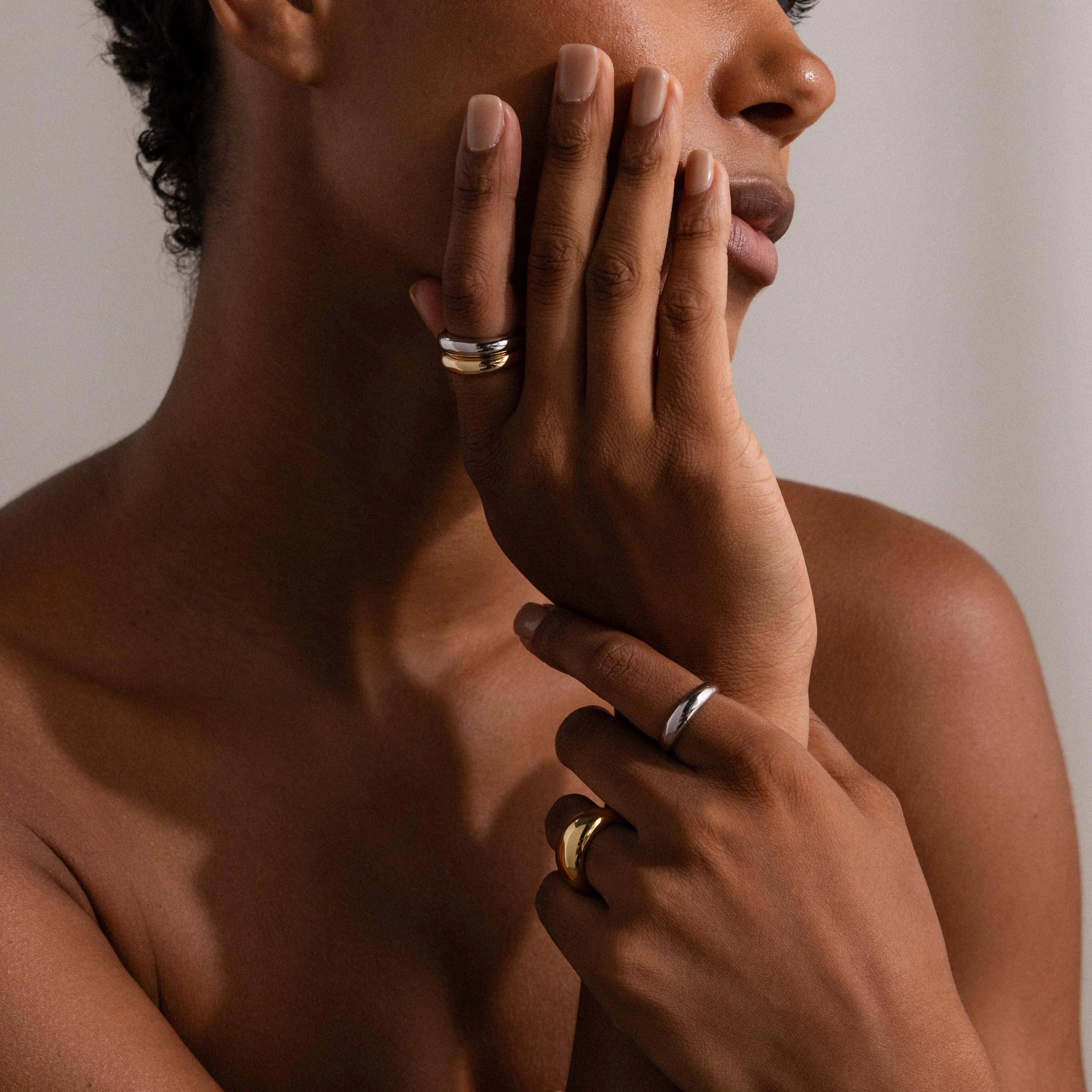 Mixed Metal Dome Ring Set - Image 8