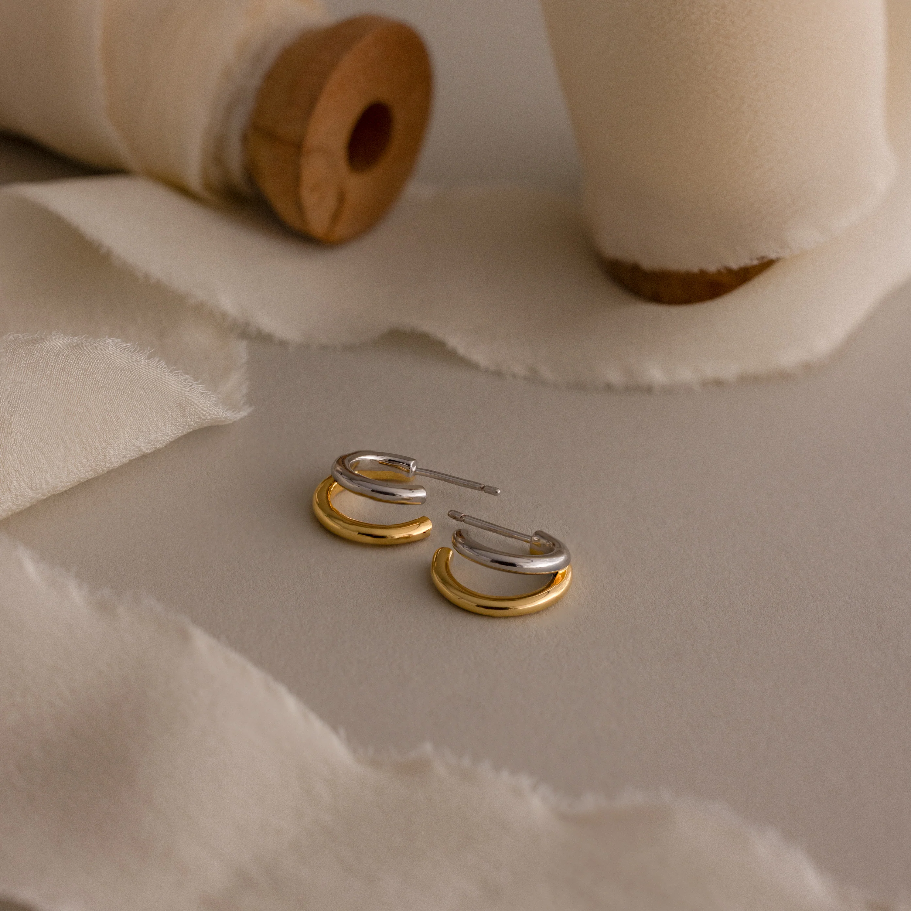 Mixed Metal Duo Hoops - Image 5
