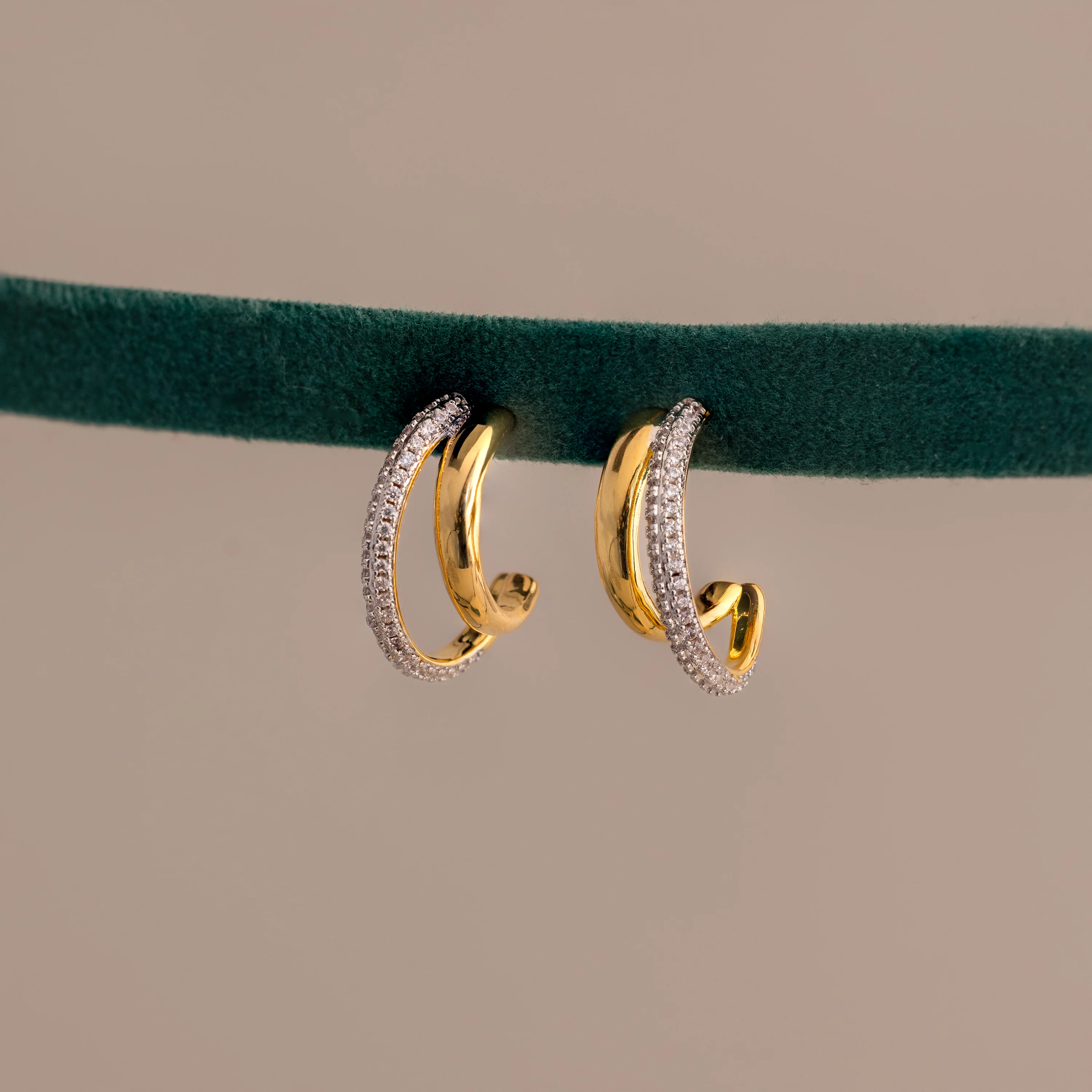Mixed Metal Duo Pave Hoops - Image 5
