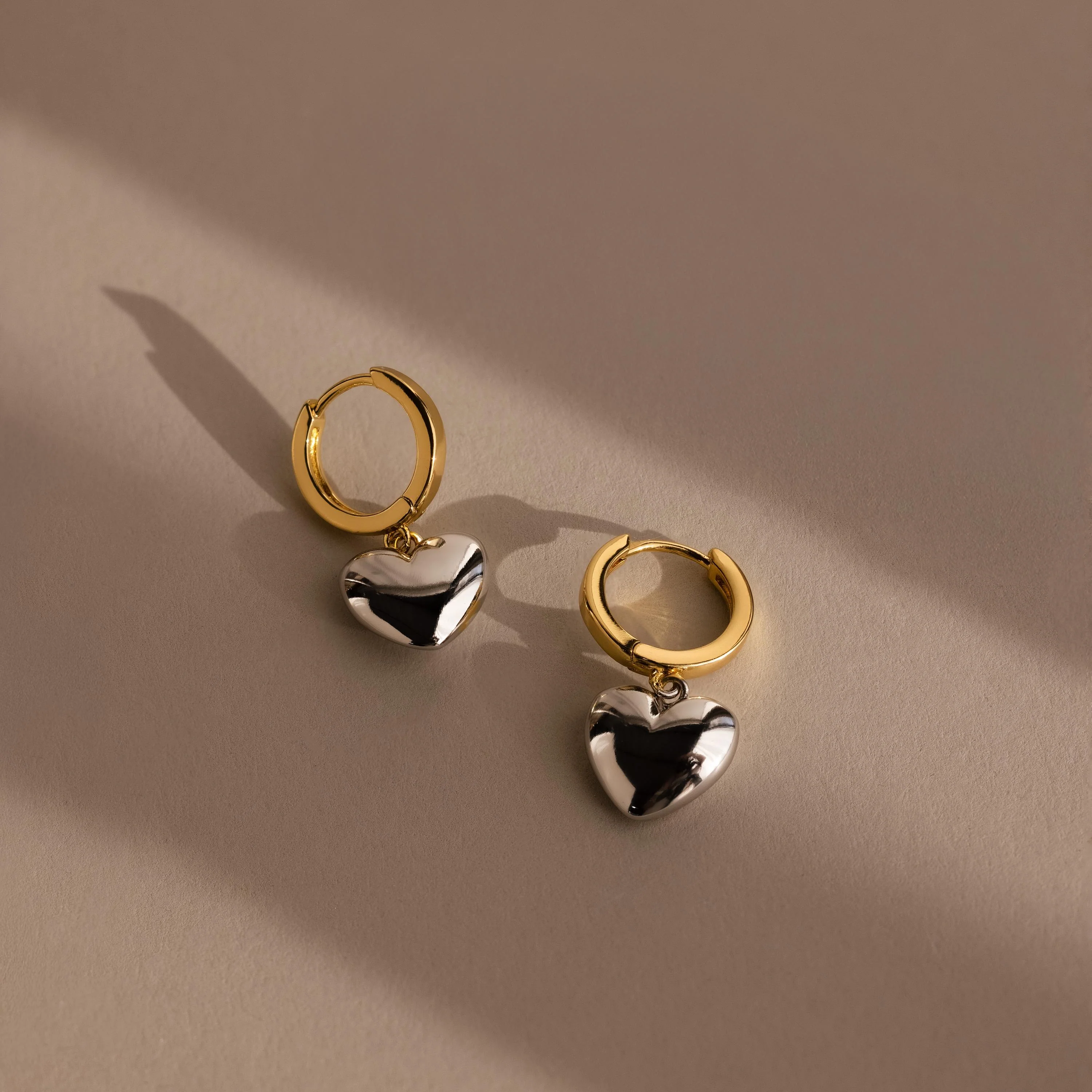 Mixed Metal Heart Huggies - Image 5