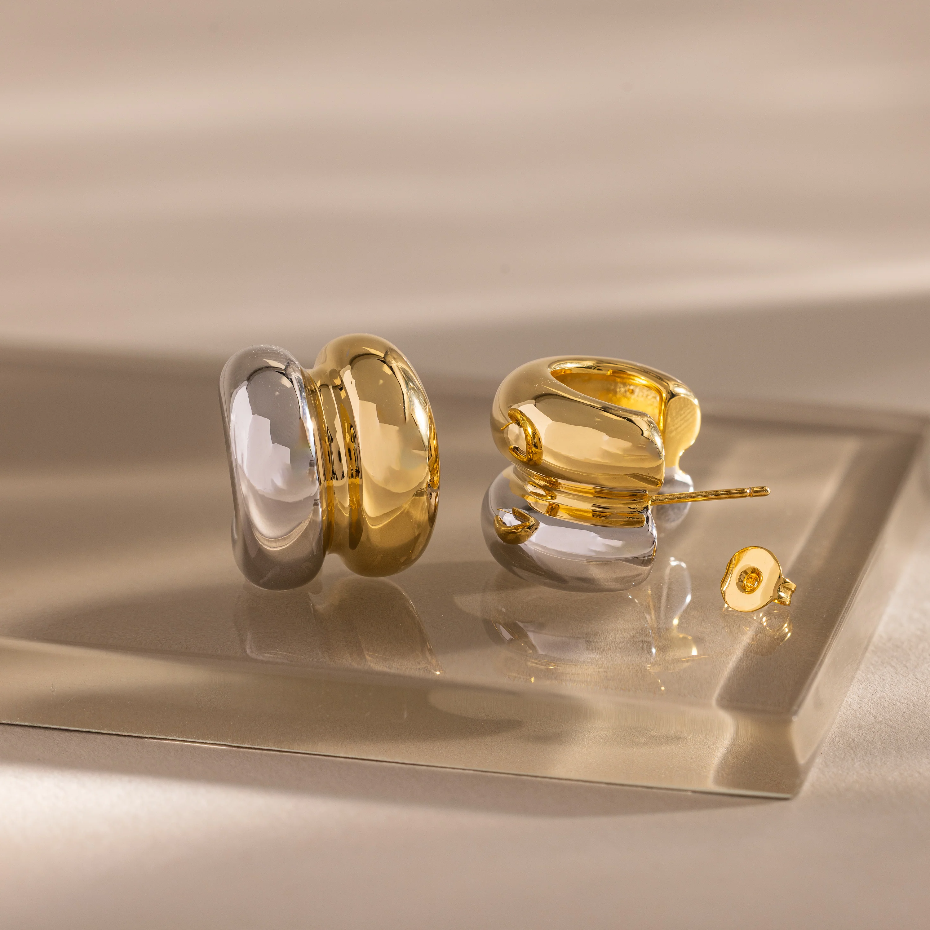 Mixed Metal Puff Studs - Image 5