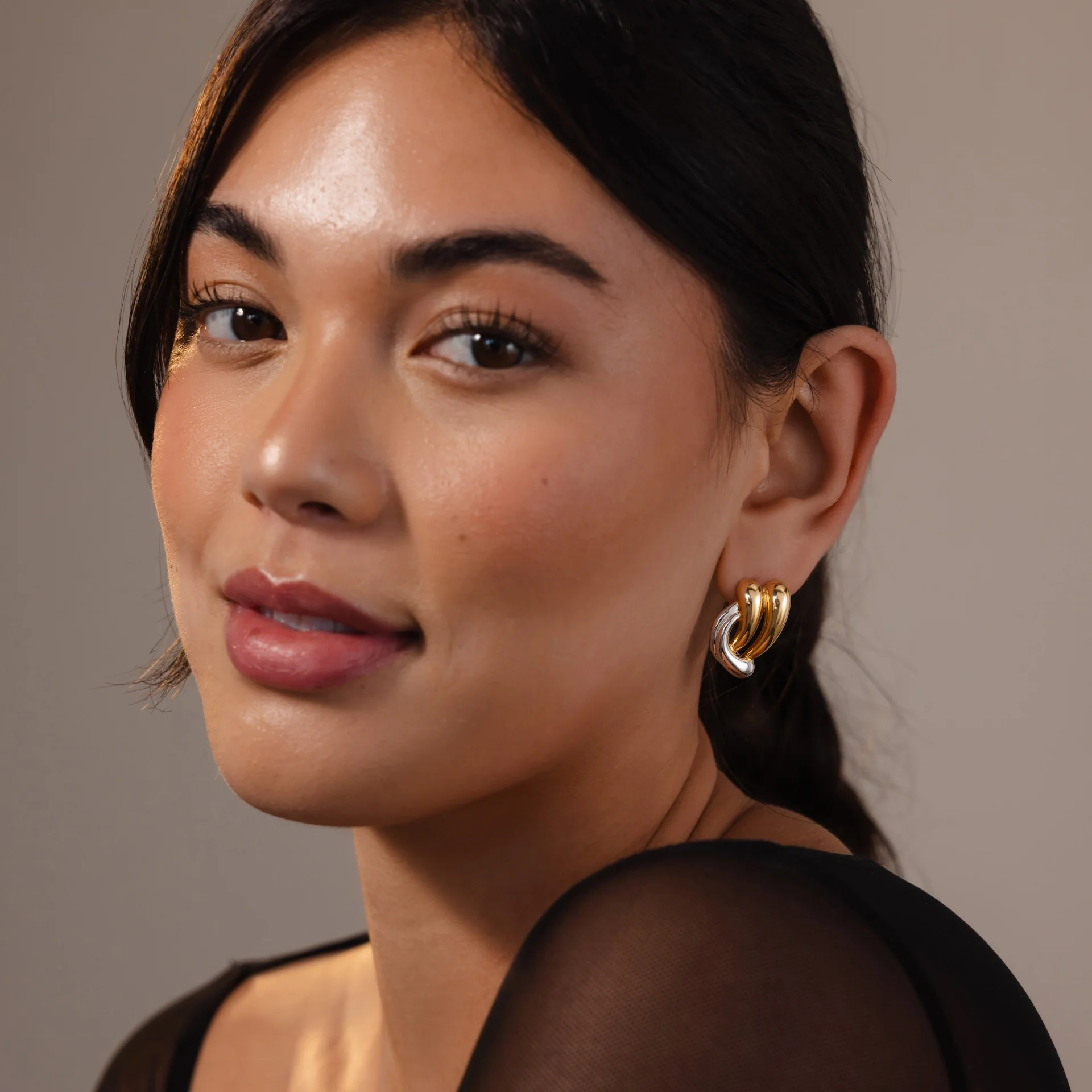 Mixed Metal Raindrop Studs - Image 6