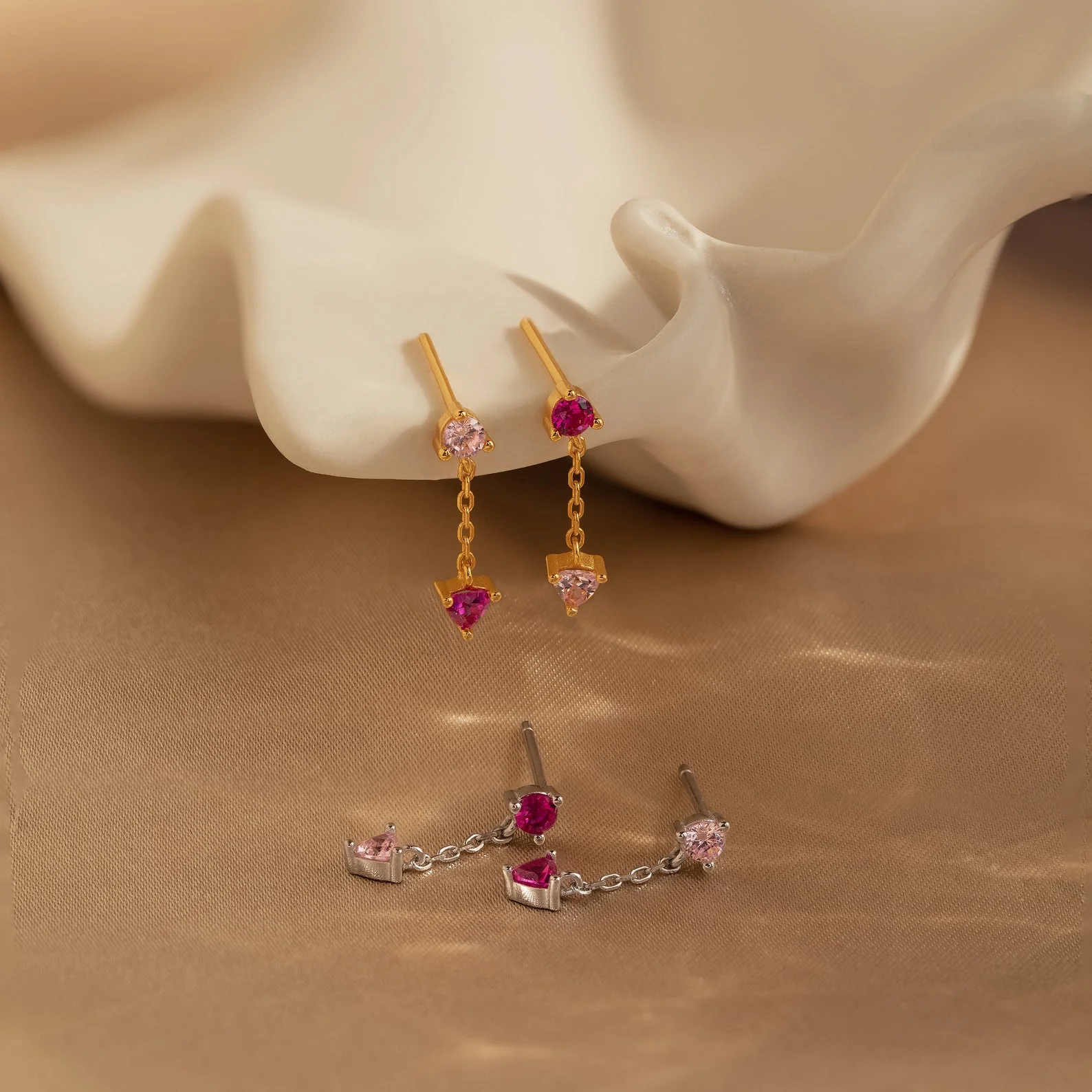 Mixed Pink Drop Earrings - Image 3
