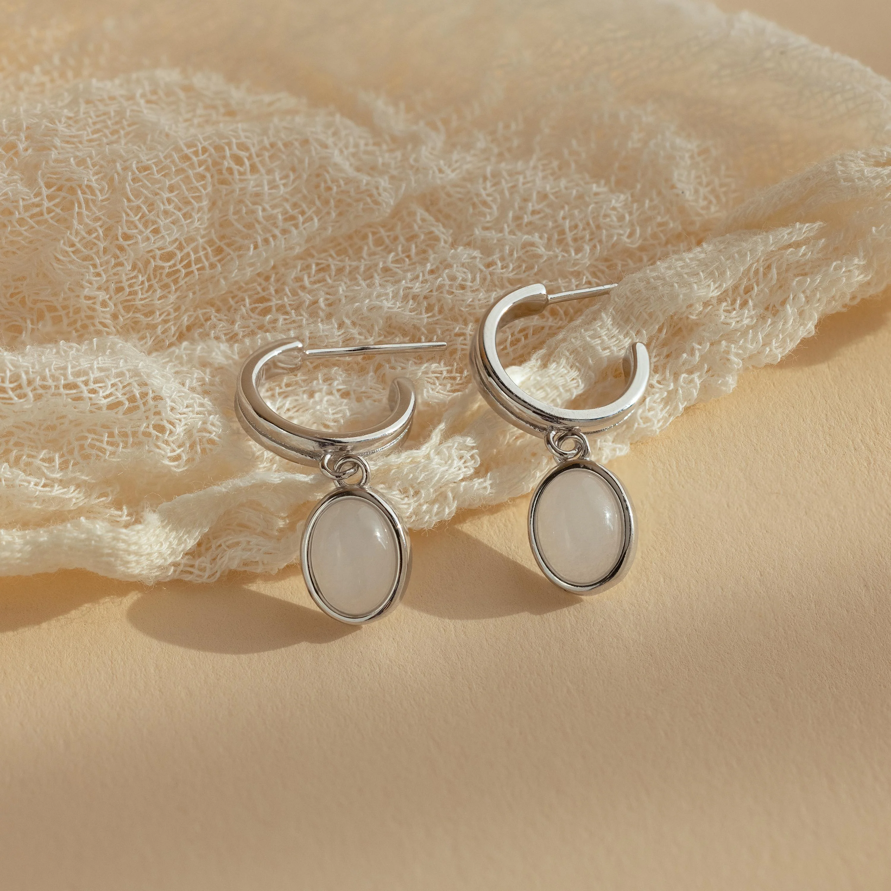Moonstone Drop Hoops - Image 5