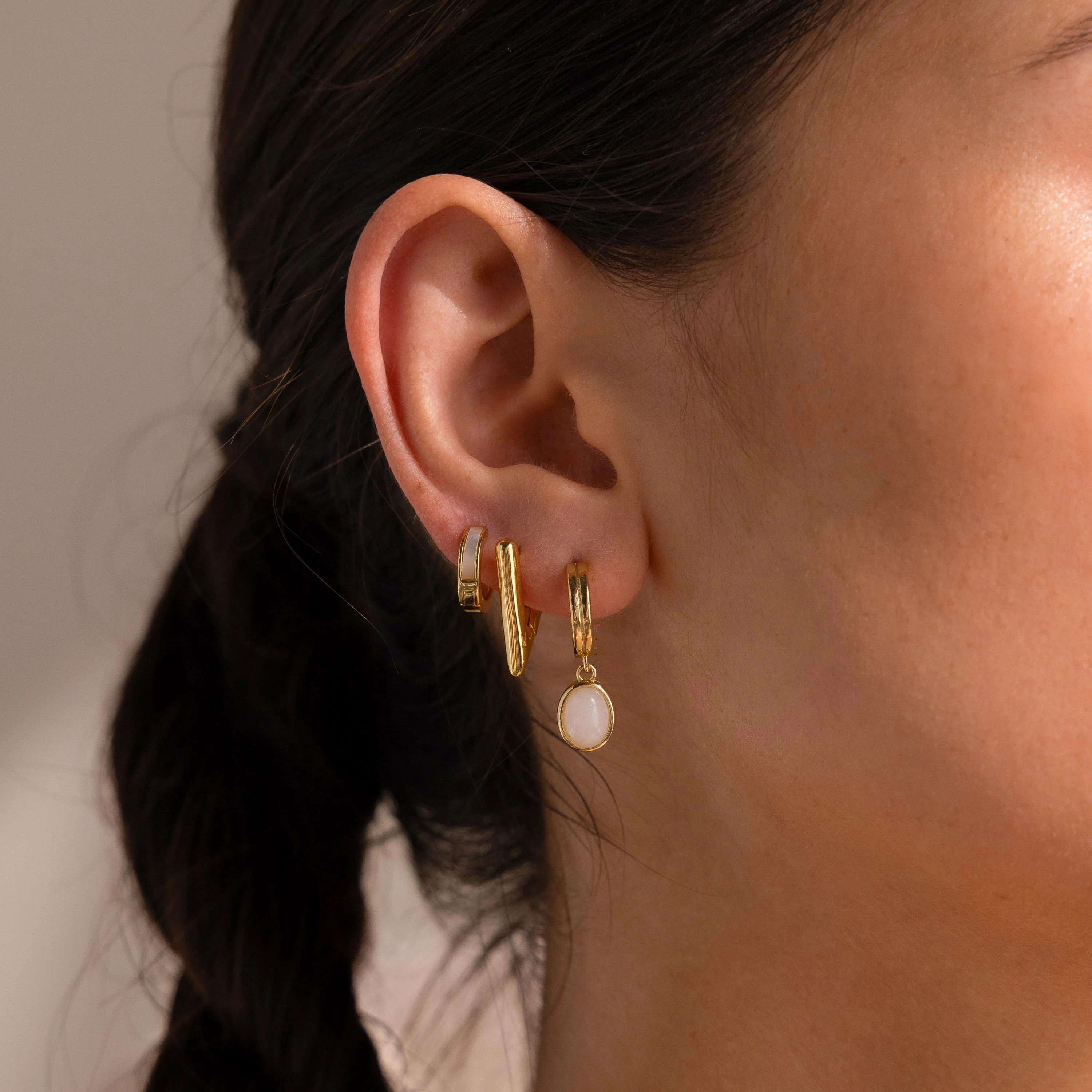 Moonstone Drop Hoops - Image 7