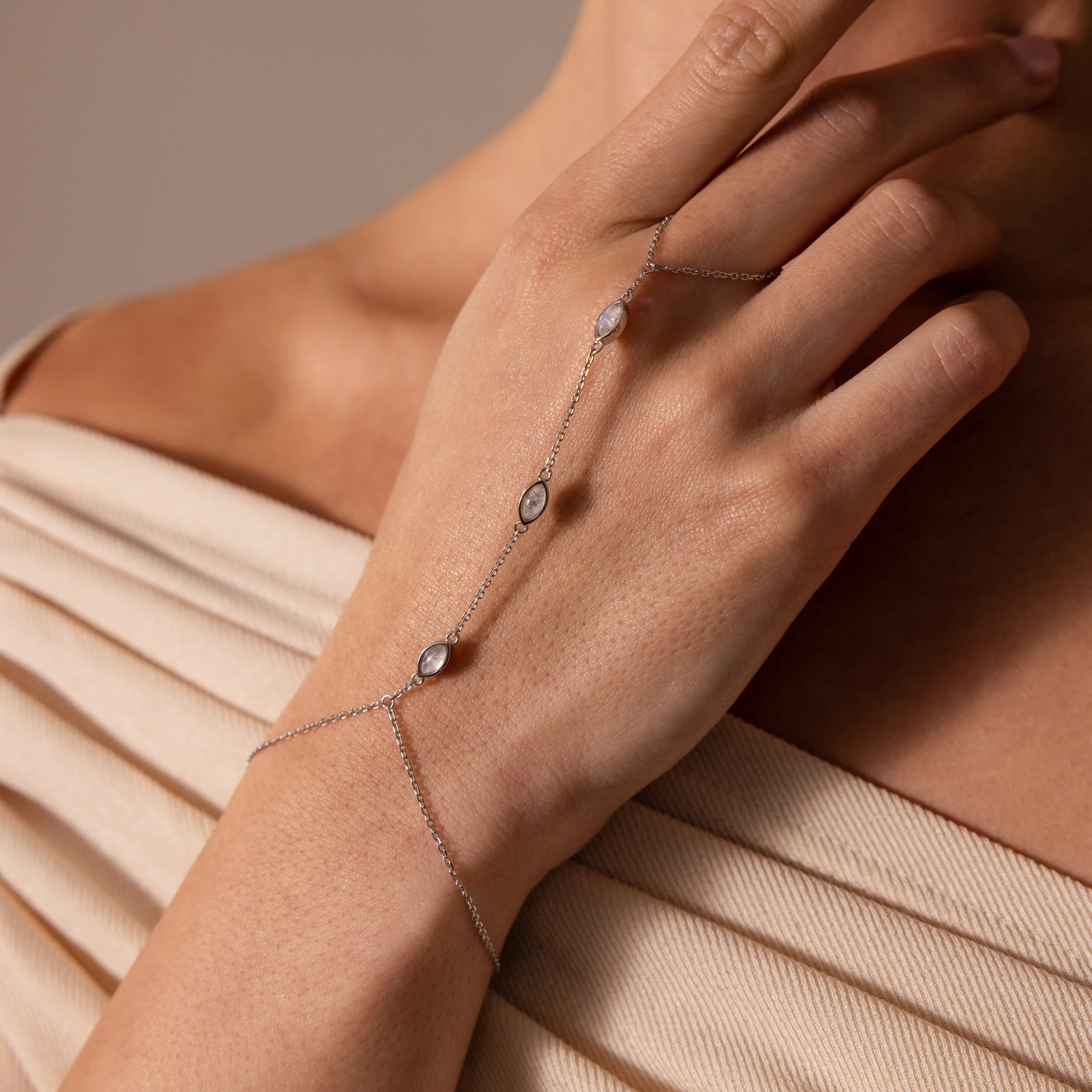 Moonstone Hand Chain Bracelet - Image 4