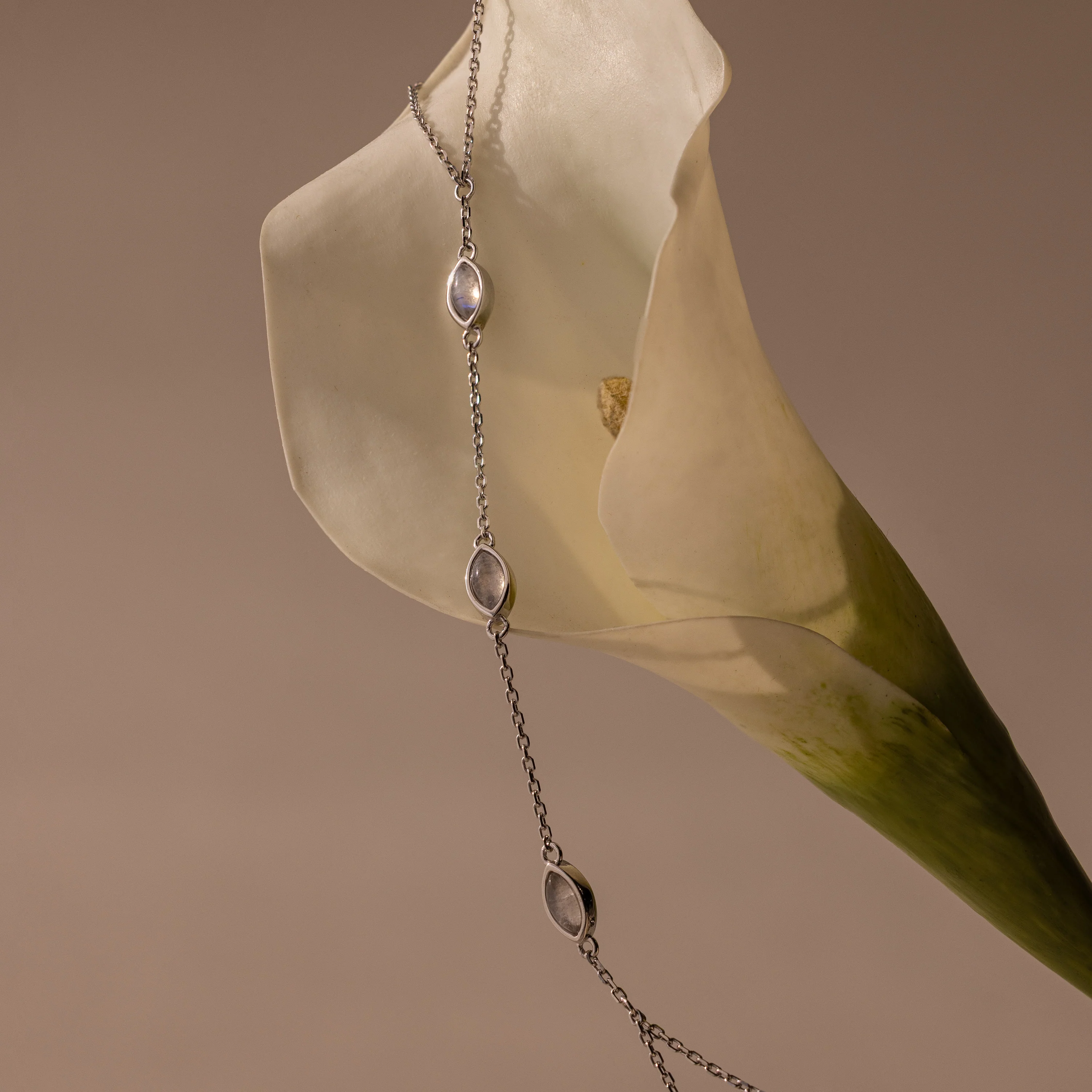 Moonstone Hand Chain Bracelet in Silver - Image 6