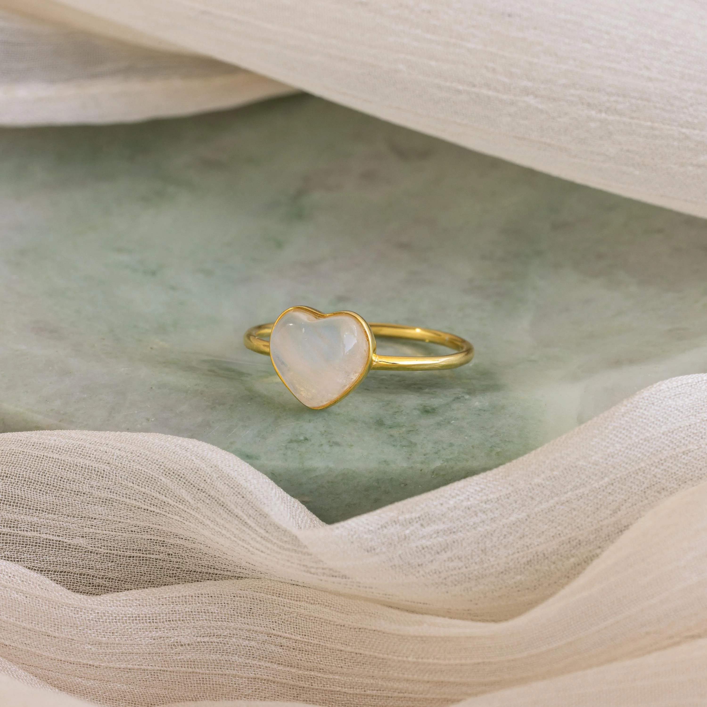 Moonstone Heart Ring