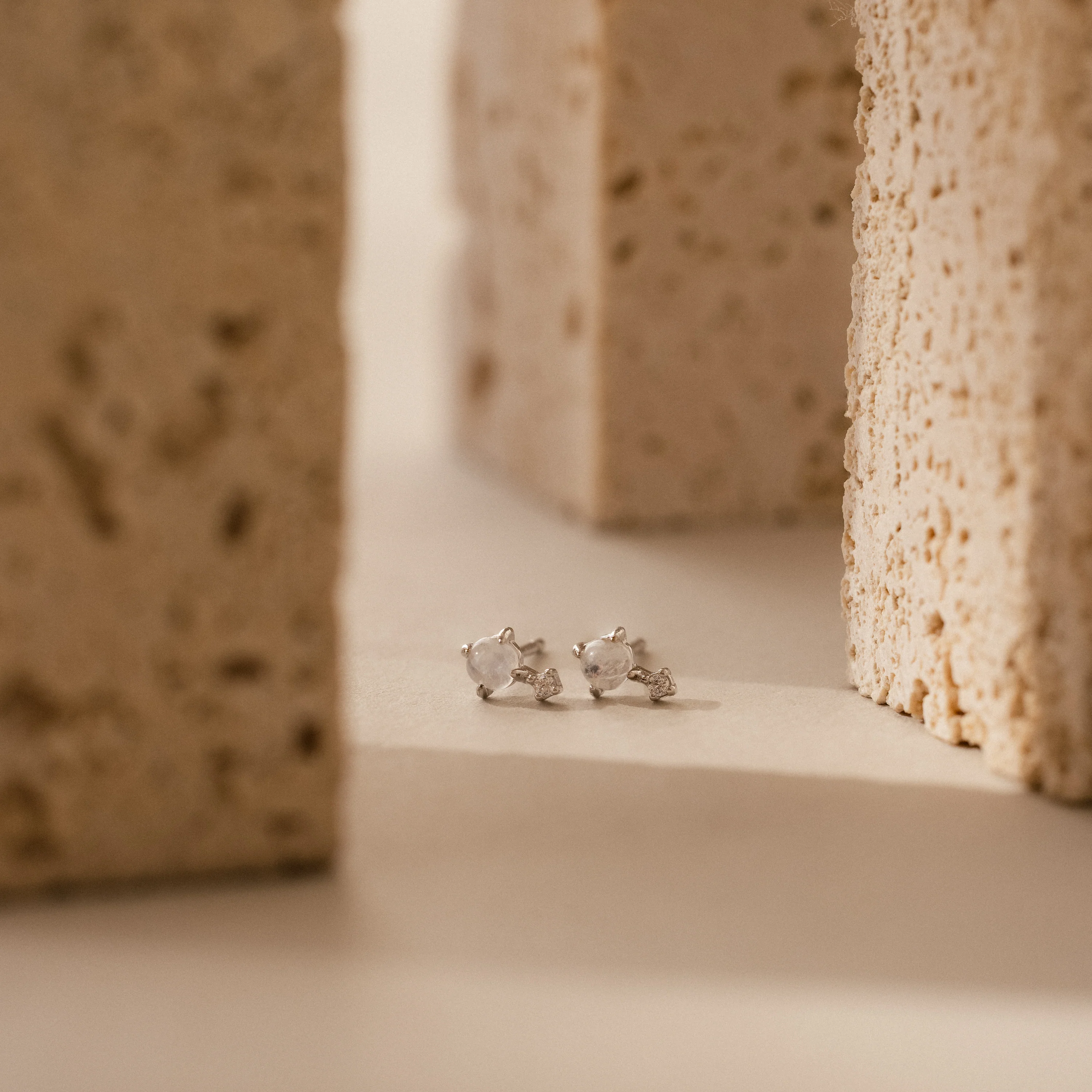 Moonstone Orbit Studs in Silver - Image 3