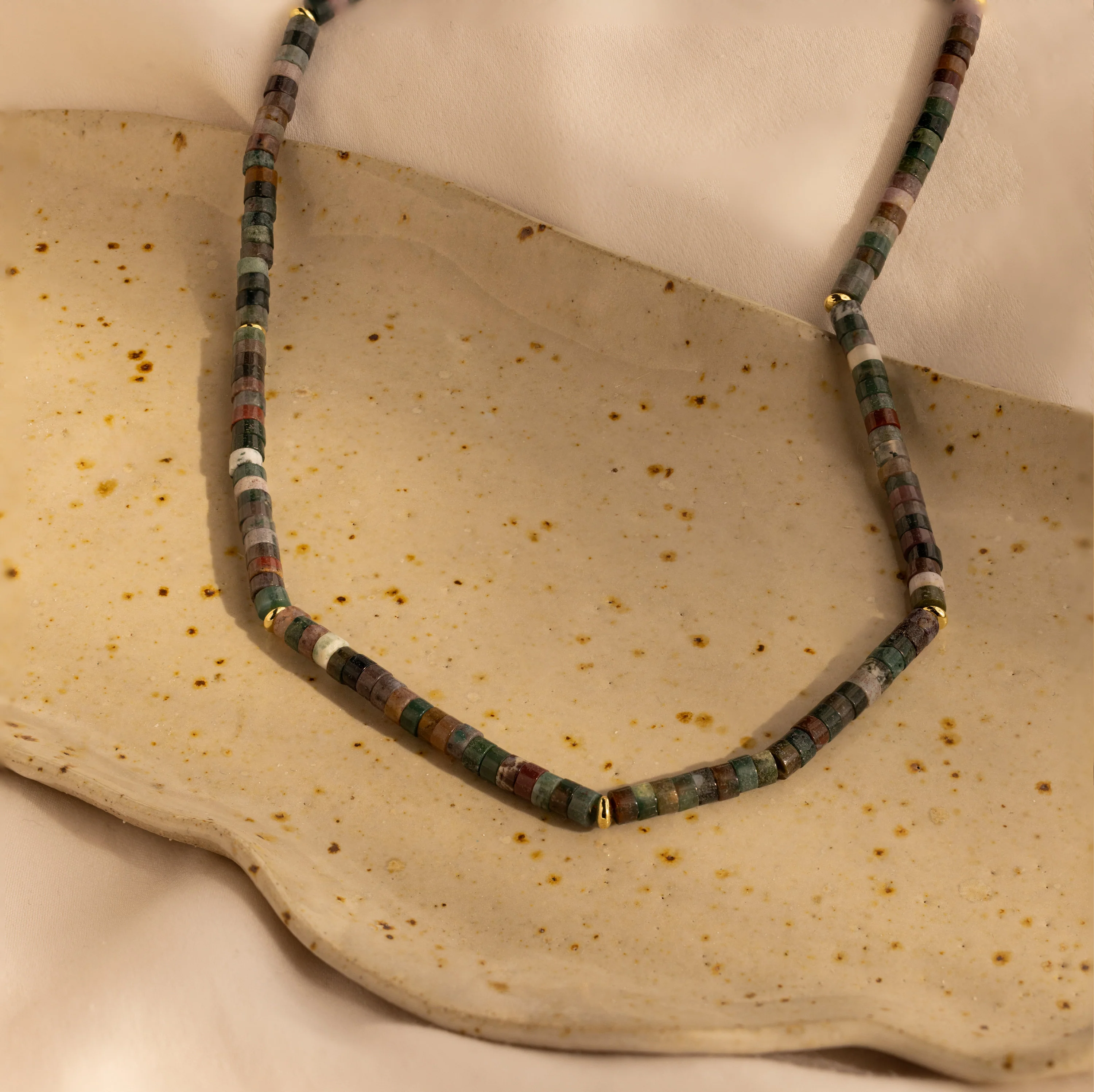 Moss Agate Beaded Necklace - Image 3