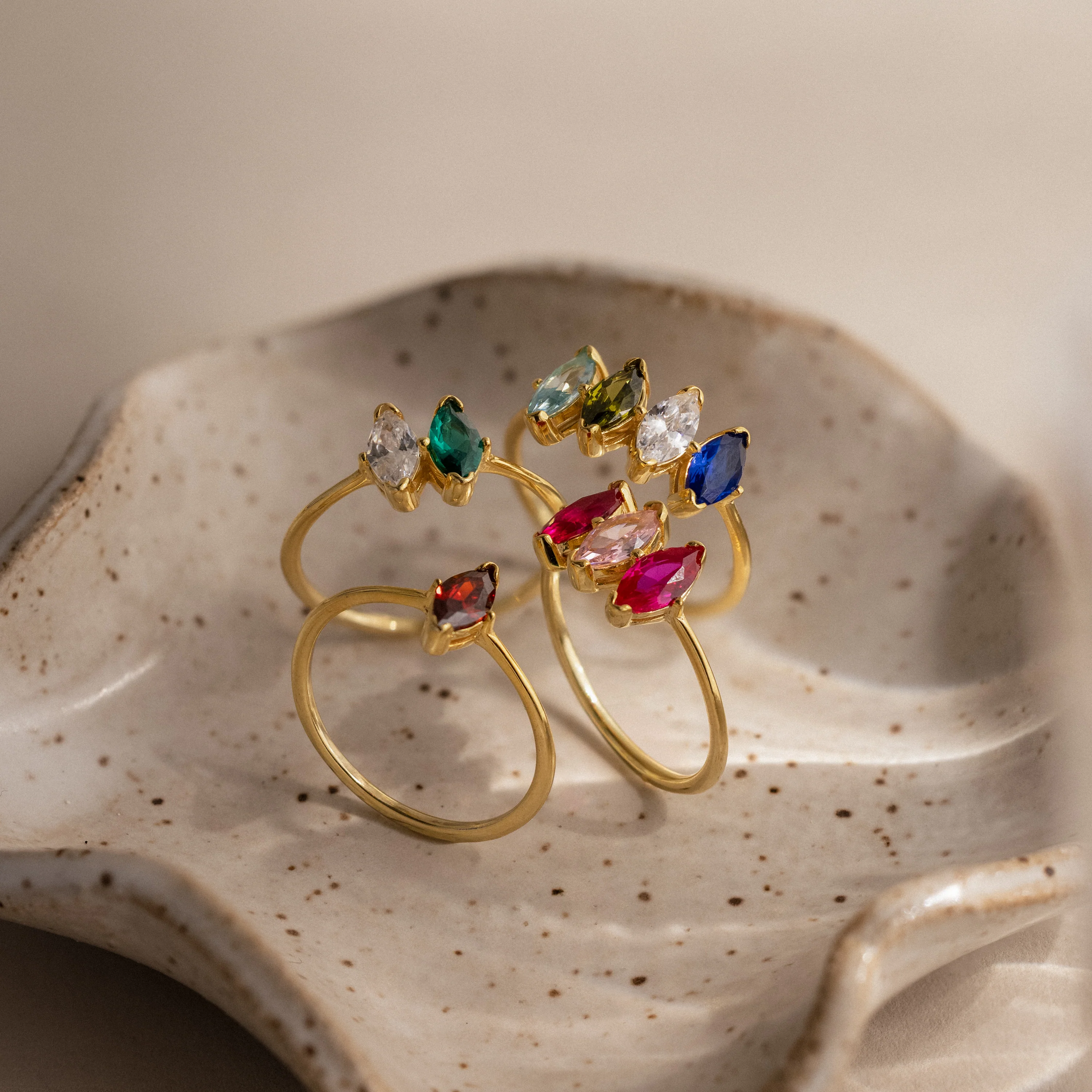 Multiple Marquise Birthstone Ring in 18K Gold - Image 3