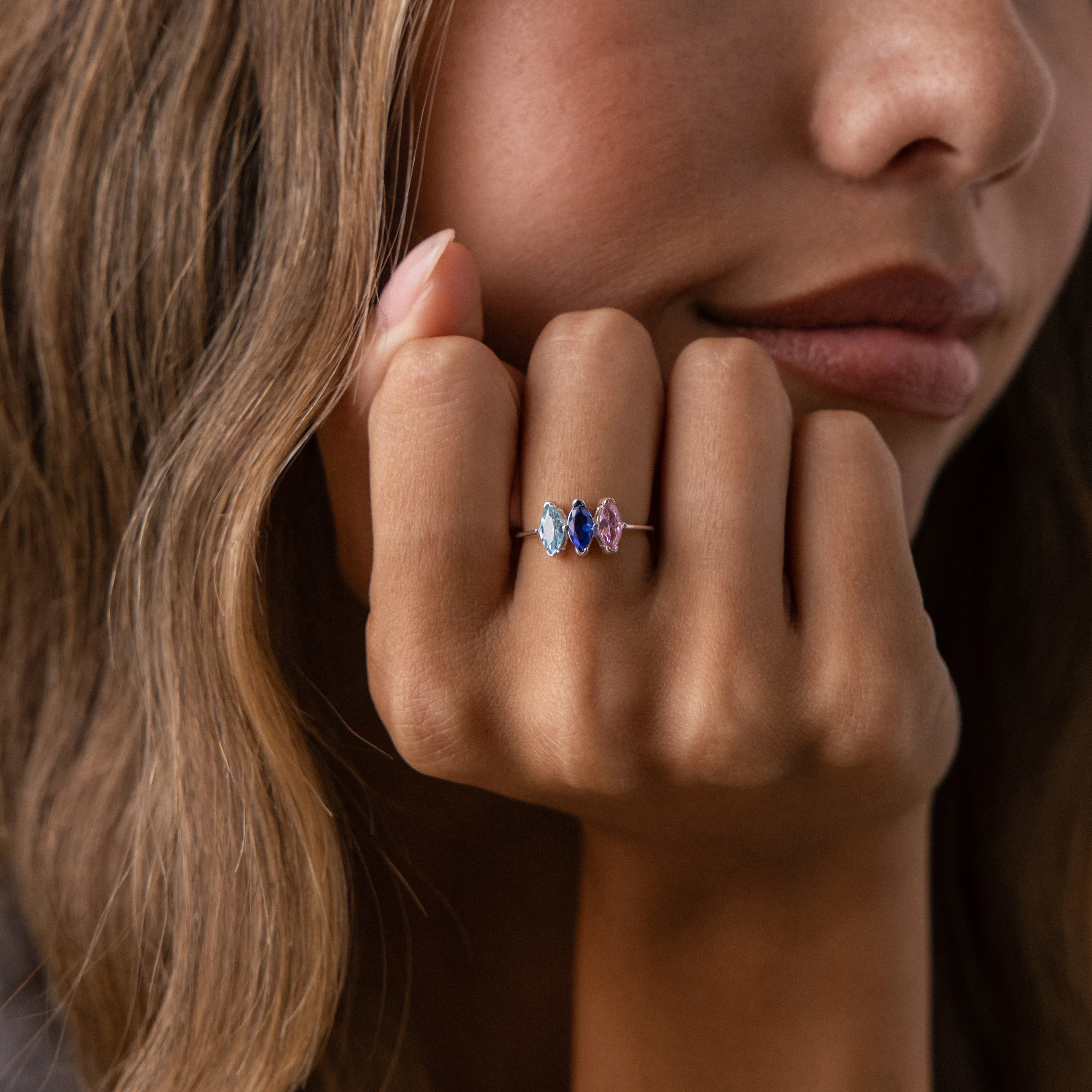 Multiple Marquise Birthstone Ring in Silver - Image 2