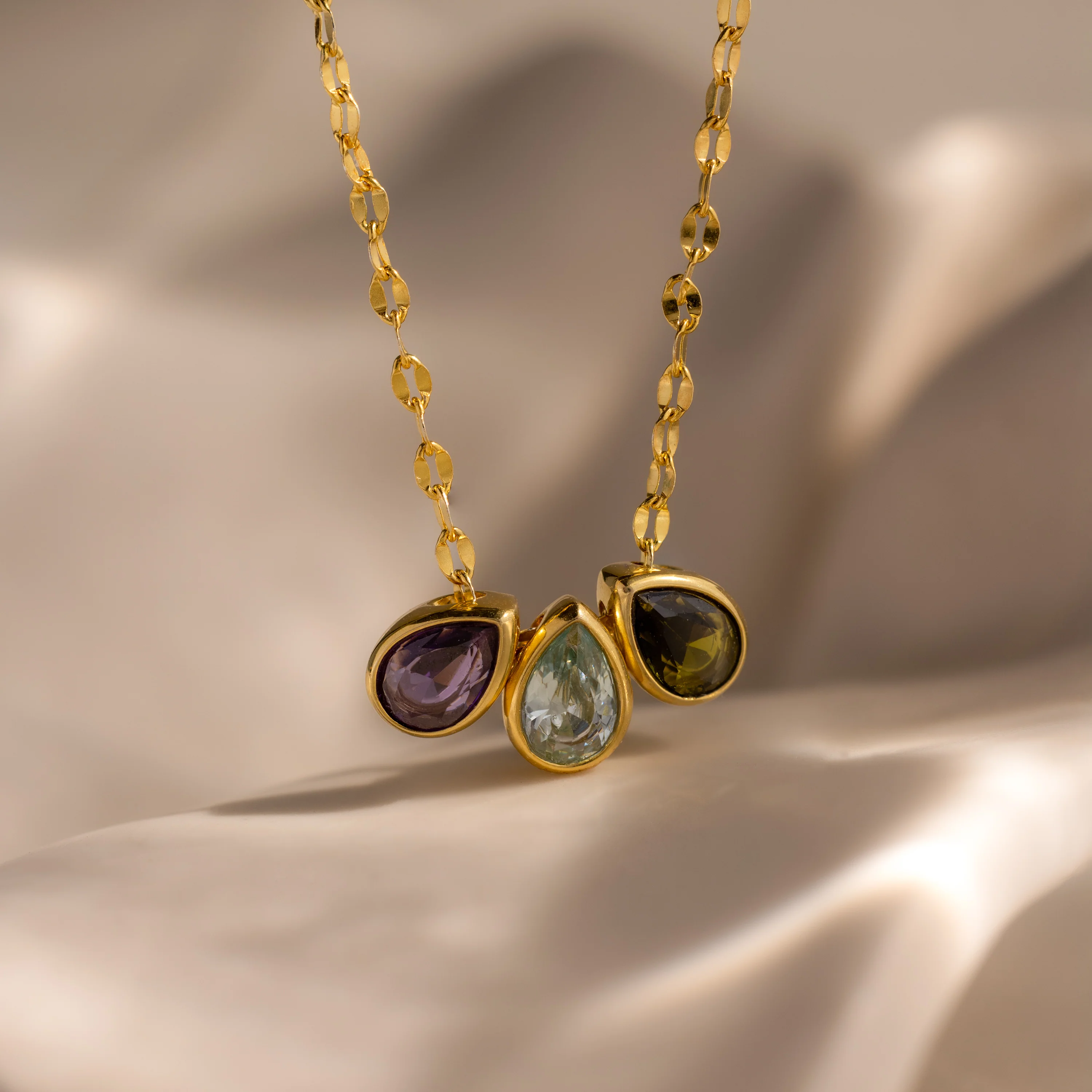 Multiple Teardrop Birthstone Necklace - Image 8