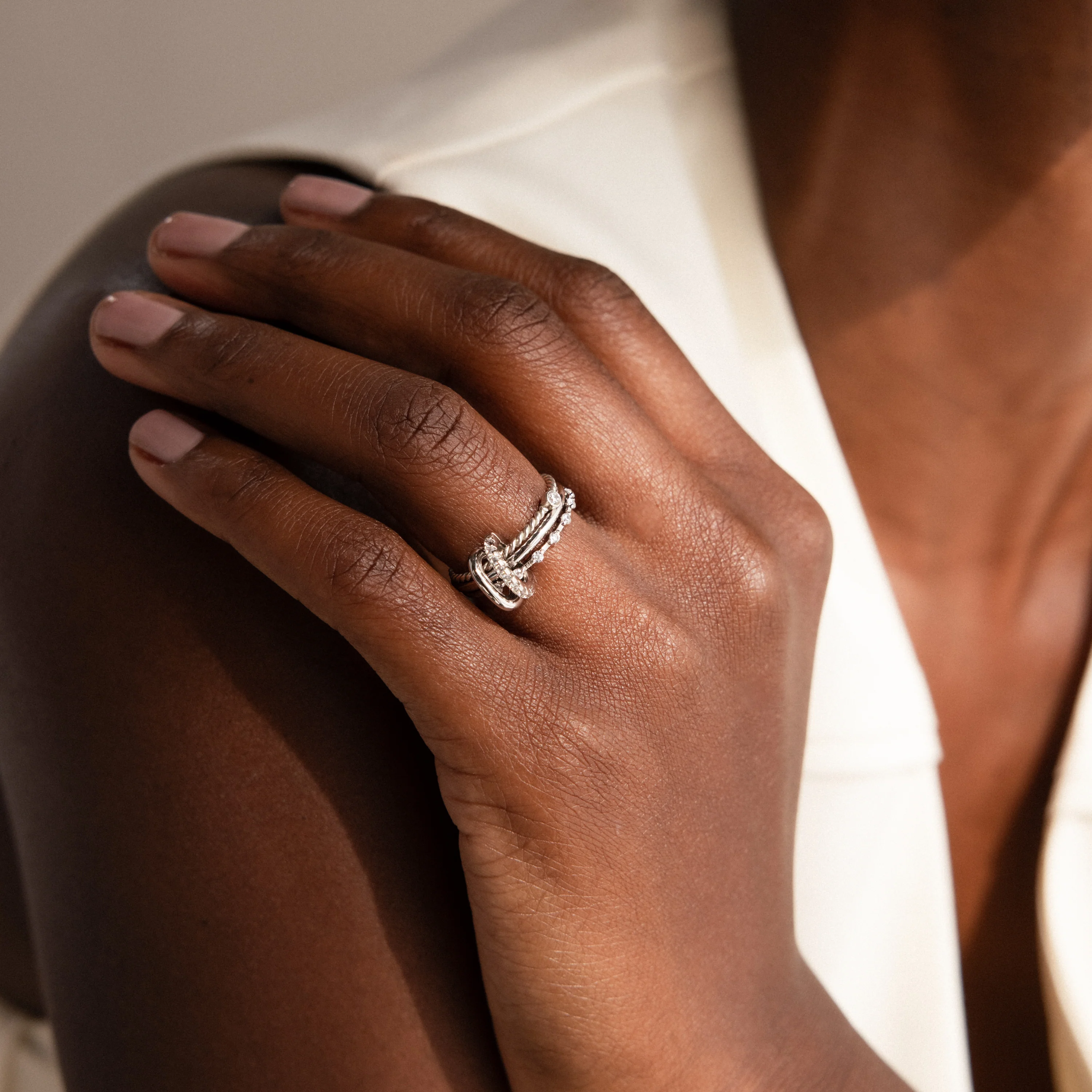Multipurpose Pave Ring Lock Set in Silver - Image 3