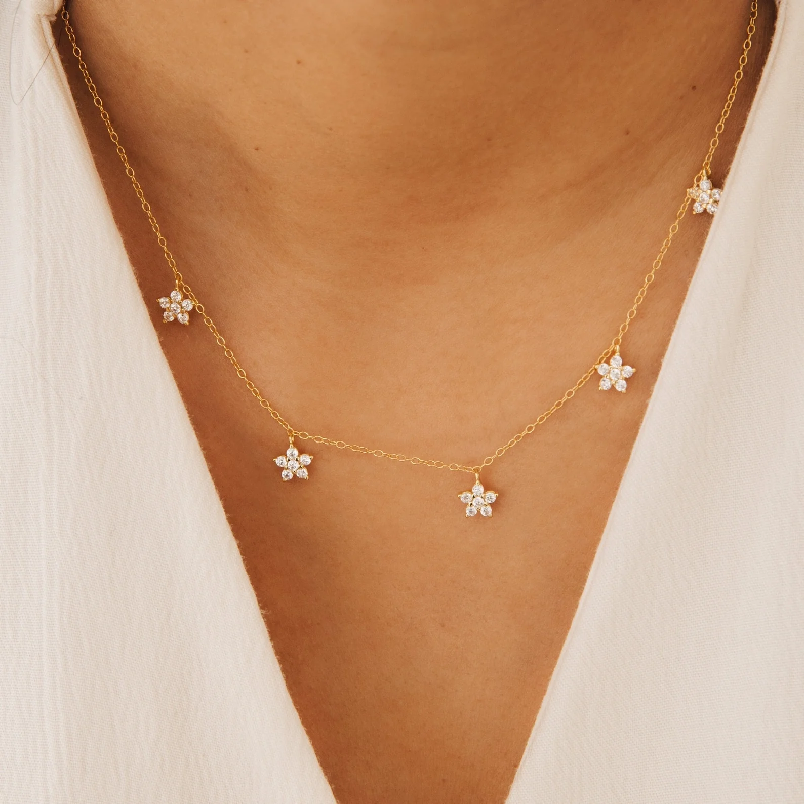 Nanala Diamond Flower Necklace - Image 5