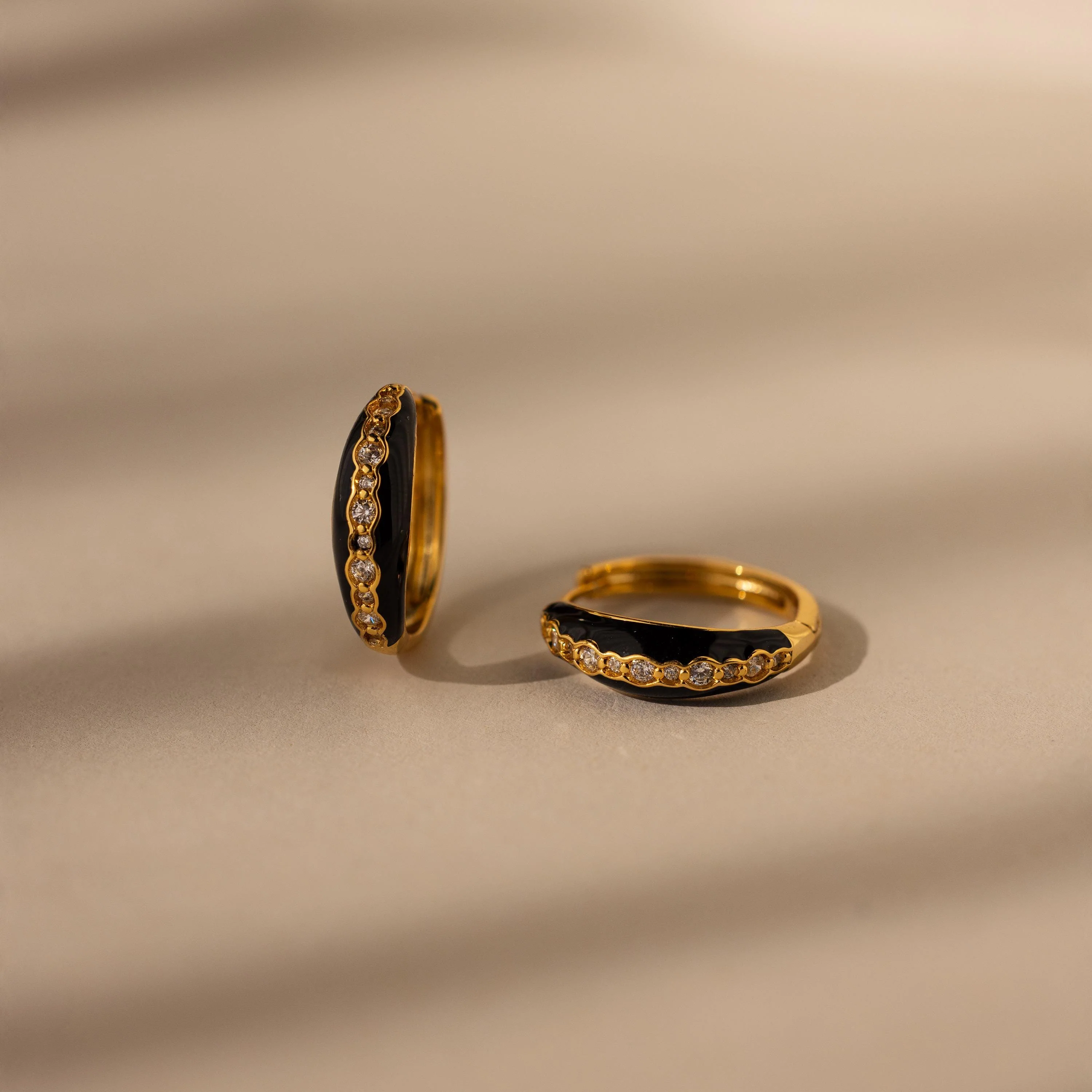 Noir Pave Dome Hoops in 18K Gold